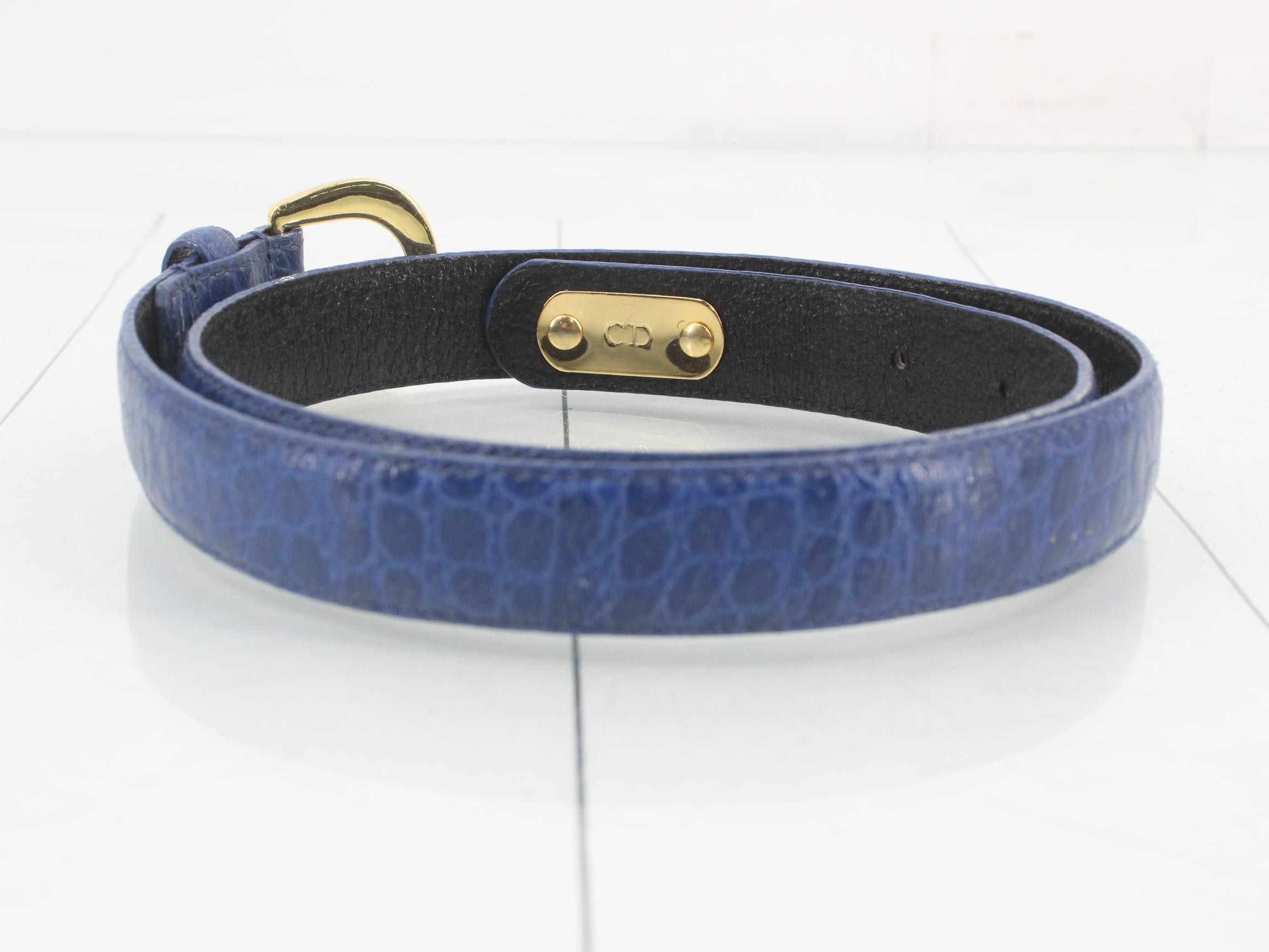Sport Leather Belt, Blue — view 2