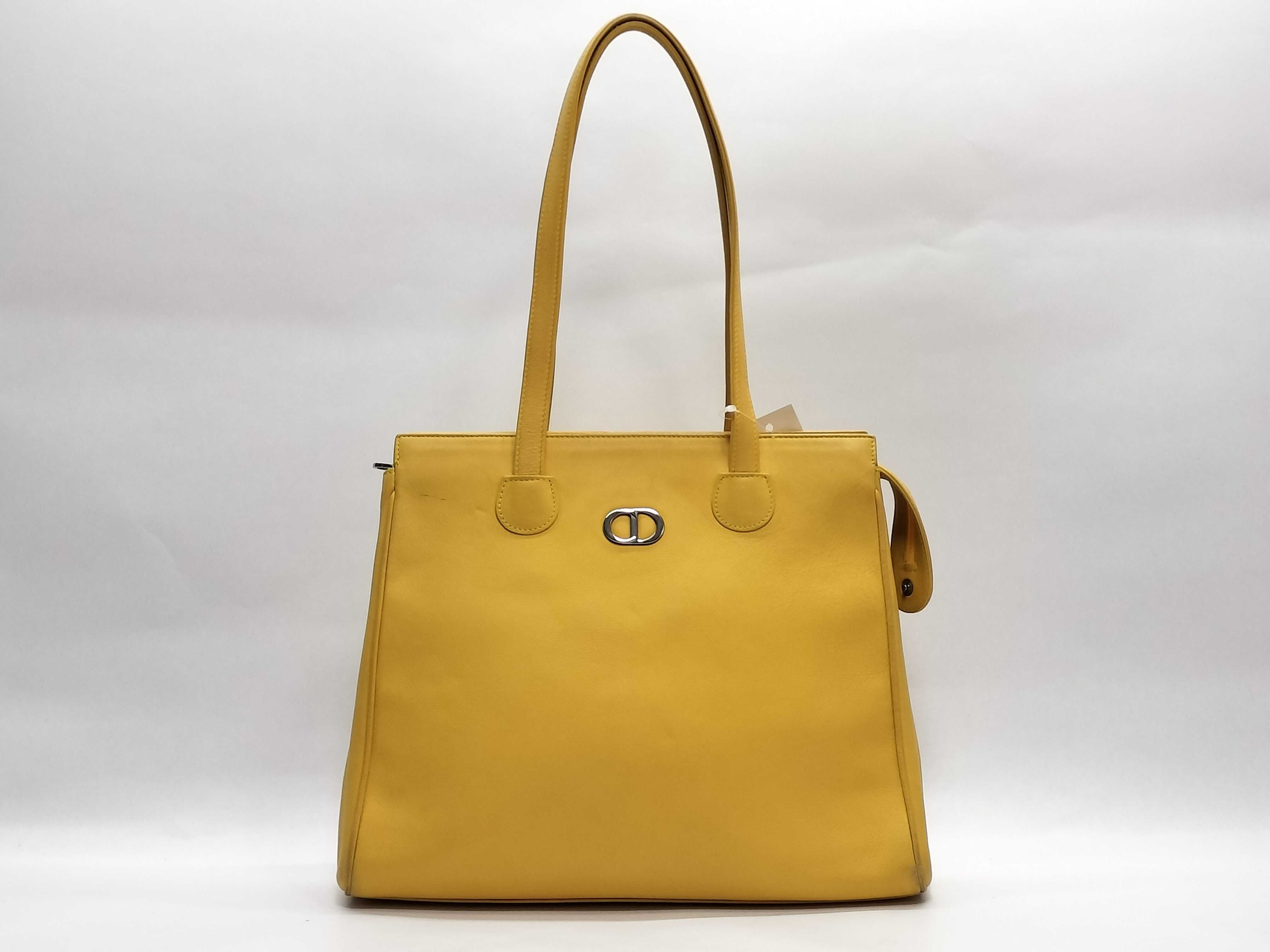 CD Logo Leather Tote Bag (Yellow)