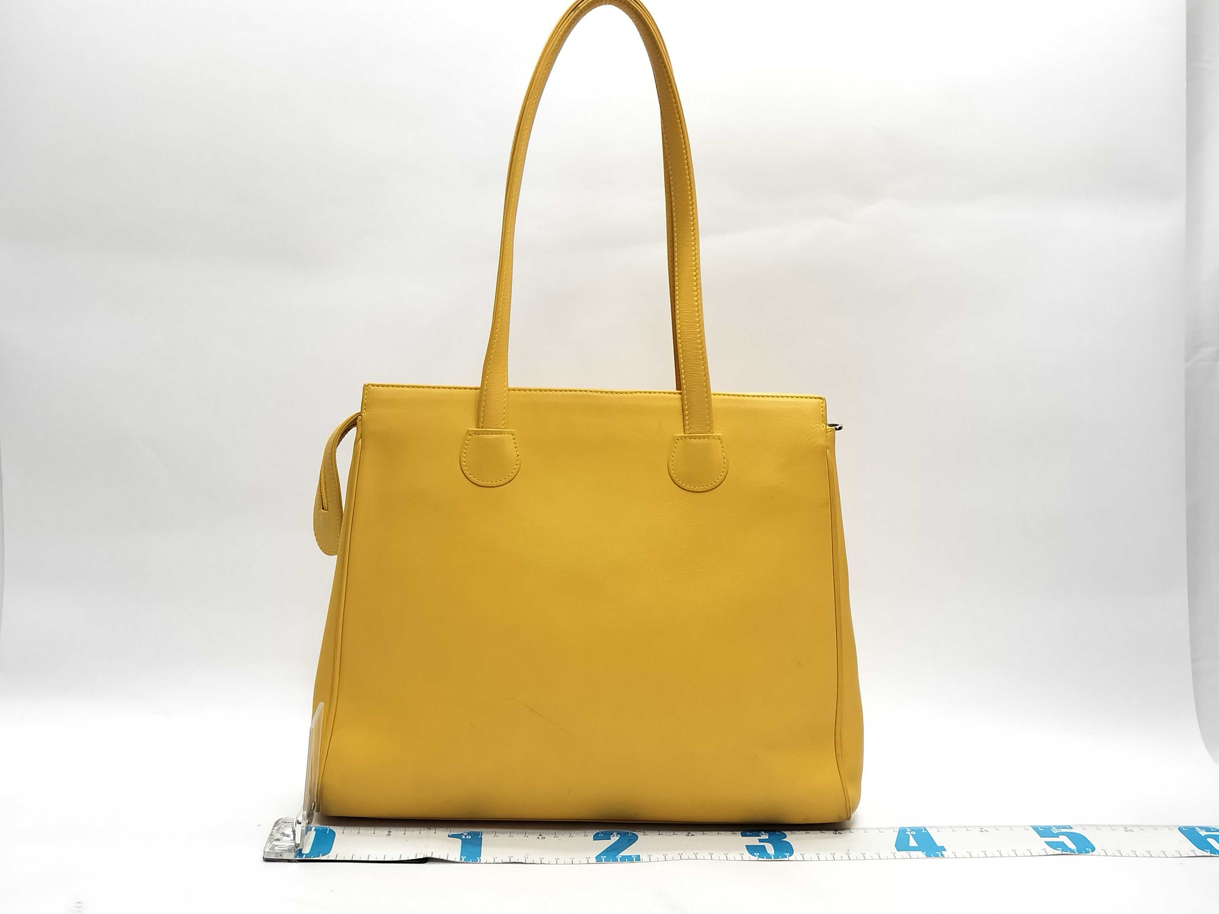 CD Logo Leather Tote Bag (Yellow) — view 2