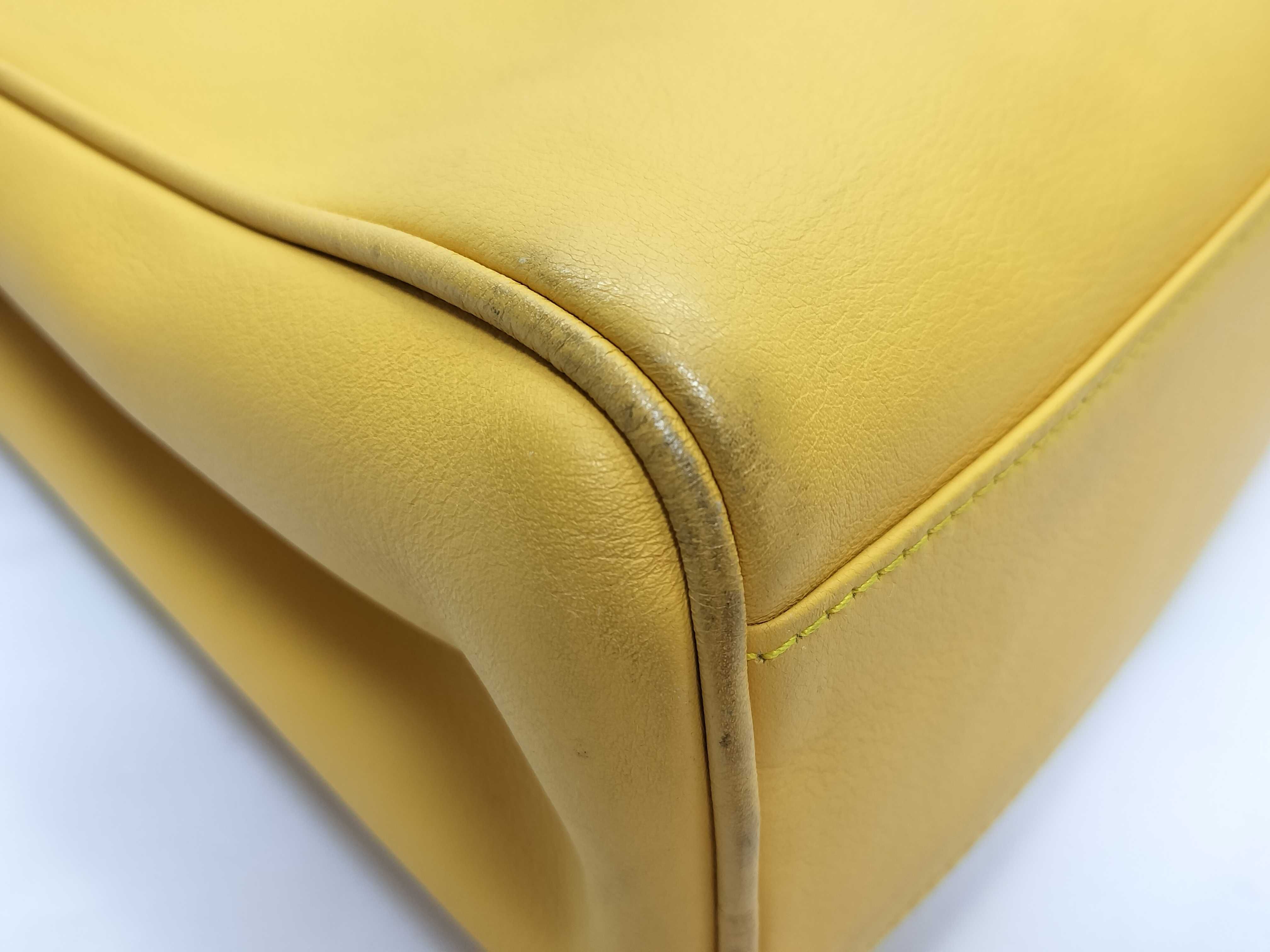CD Logo Leather Tote Bag (Yellow) — view 3