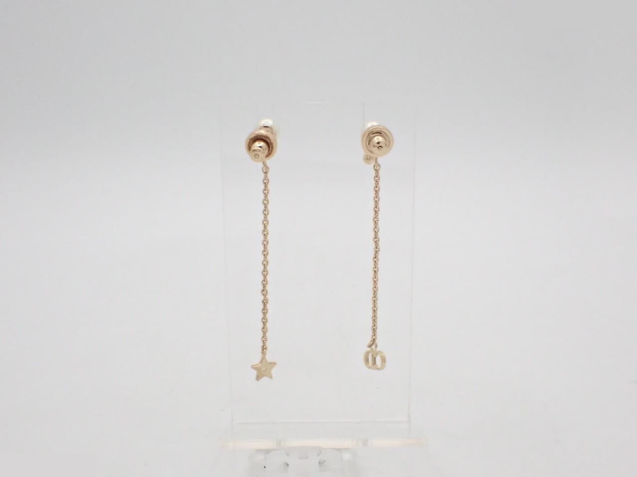 earrings, logo, pearl, chain motif, 6cm in height — view 2