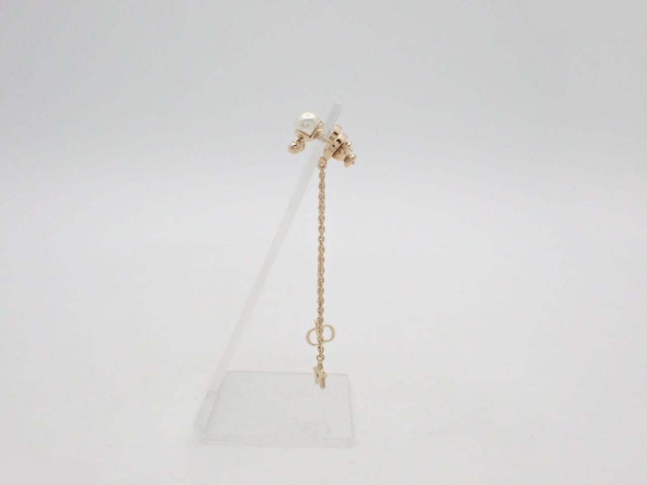 earrings, logo, pearl, chain motif, 6cm in height — view 3