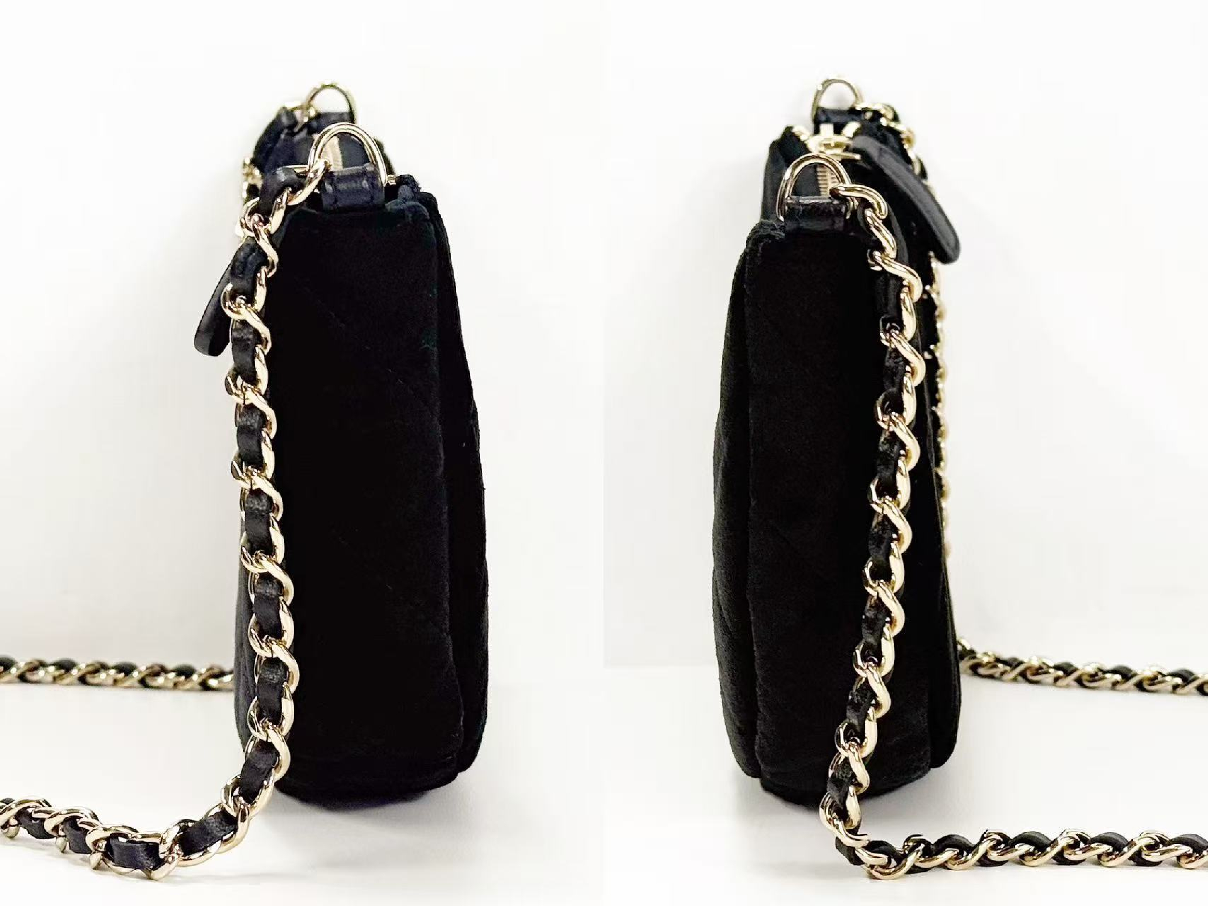 Black Matelassé Velour Hobo Bag, VIP G, Stored Item, W17/H11/D3cm (approx.), with Box, Dust Bag, Booklet, and Random Serial Number, Gold Hardware, LUP099E9 Shoulder Bag — view 11