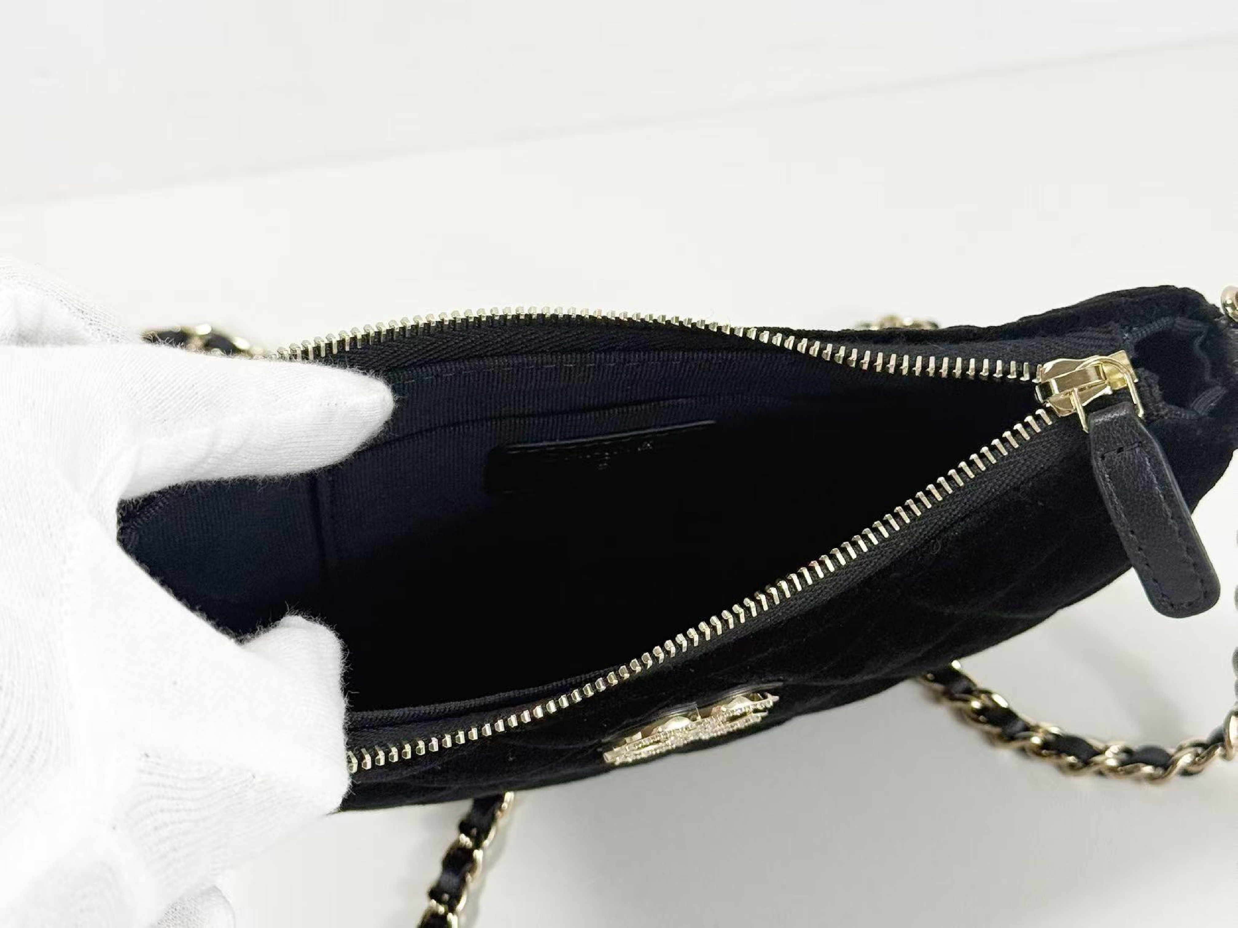 Black Matelassé Velour Hobo Bag, VIP G, Stored Item, W17/H11/D3cm (approx.), with Box, Dust Bag, Booklet, and Random Serial Number, Gold Hardware, LUP099E9 Shoulder Bag — view 12