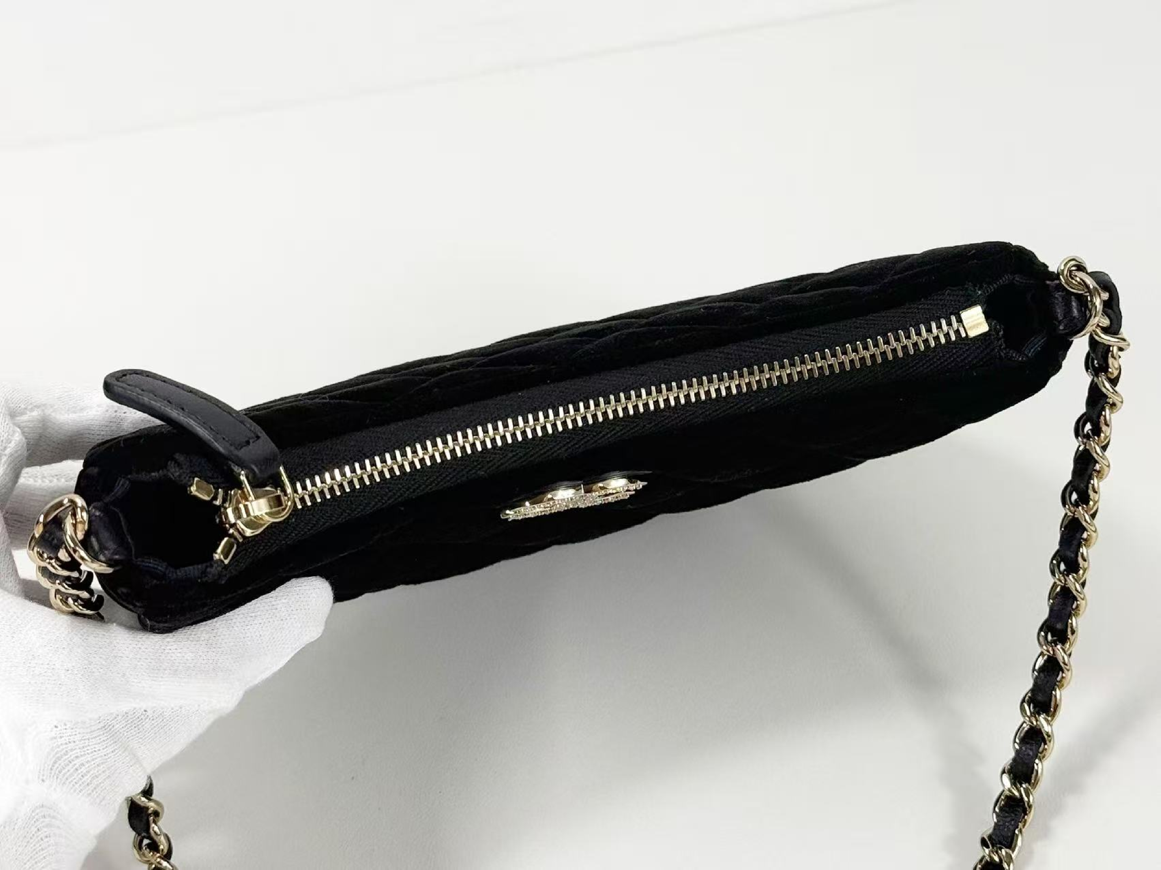Black Matelassé Velour Hobo Bag, VIP G, Stored Item, W17/H11/D3cm (approx.), with Box, Dust Bag, Booklet, and Random Serial Number, Gold Hardware, LUP099E9 Shoulder Bag — view 7