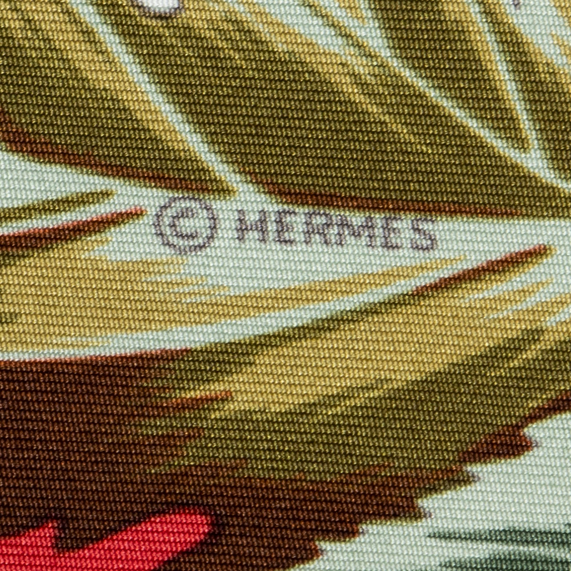 Scarf Red/Green/White 100% Twill Silk — view 4