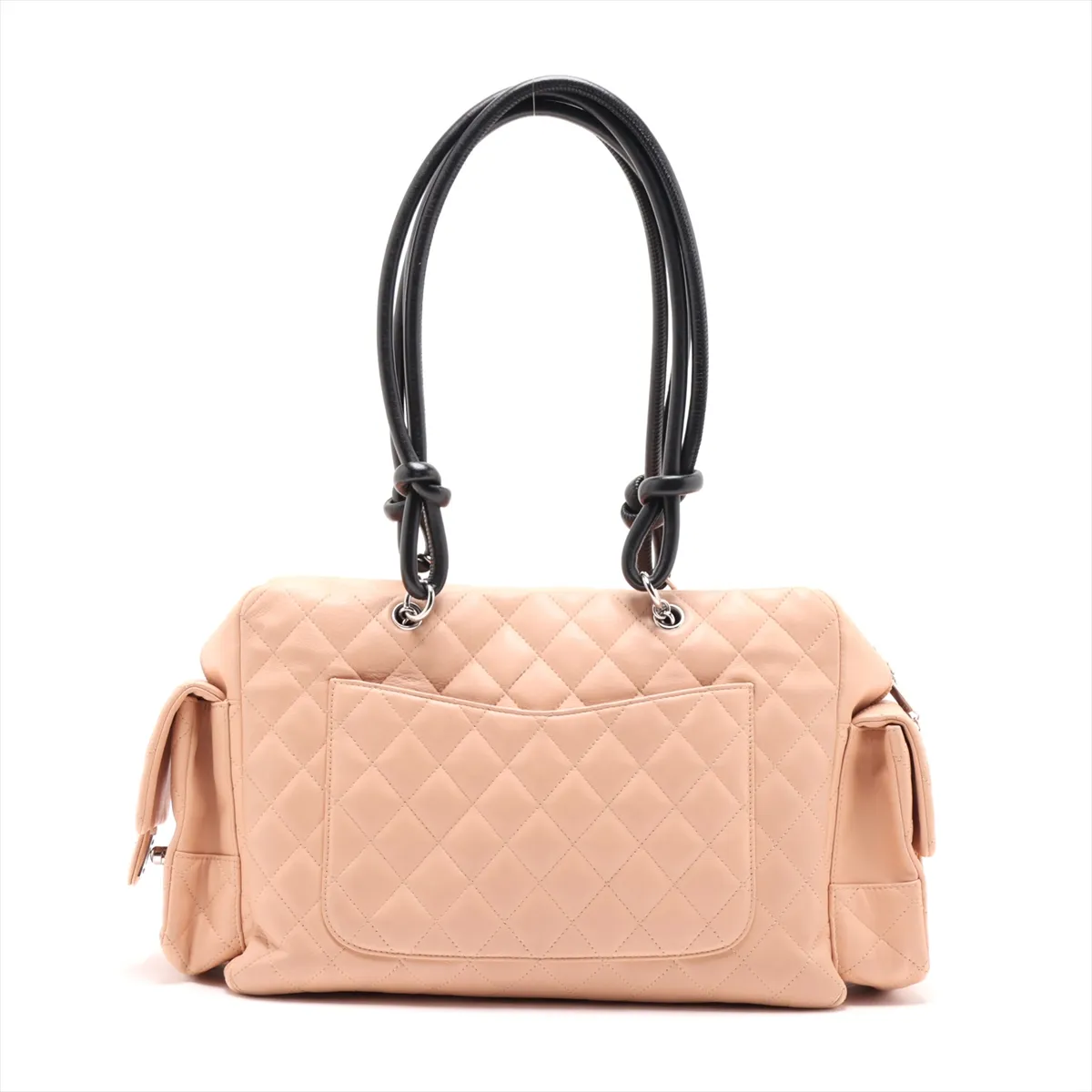 Cambon Line Lambskin Handbag, Beige x Black, Silver Hardware, 9676804, Series 9 — view 2