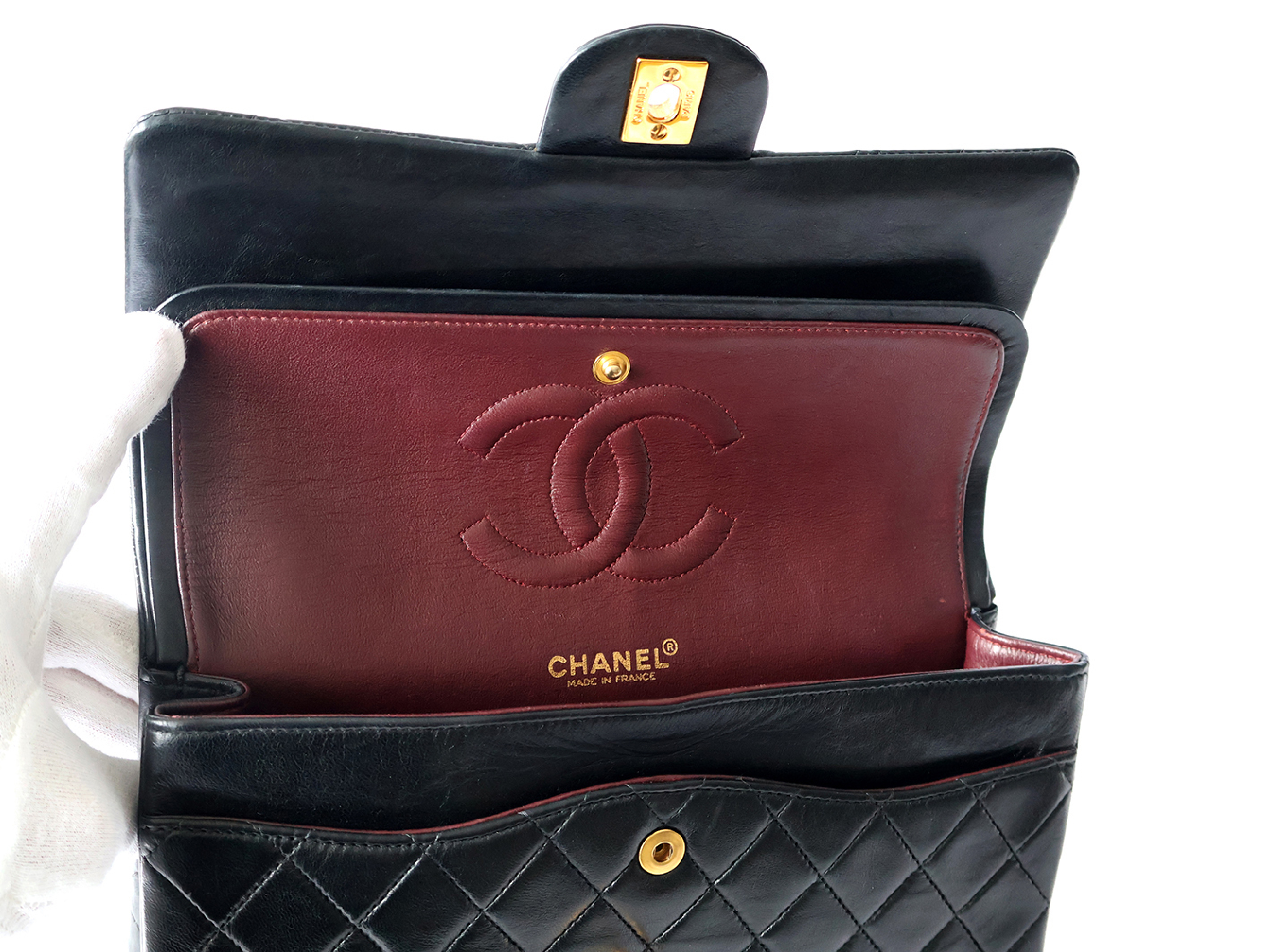 Matelassé 25 Lambskin Shoulder Bag with Seal, Serial Number 6, Black, Double Flap, Double Chain — view 11