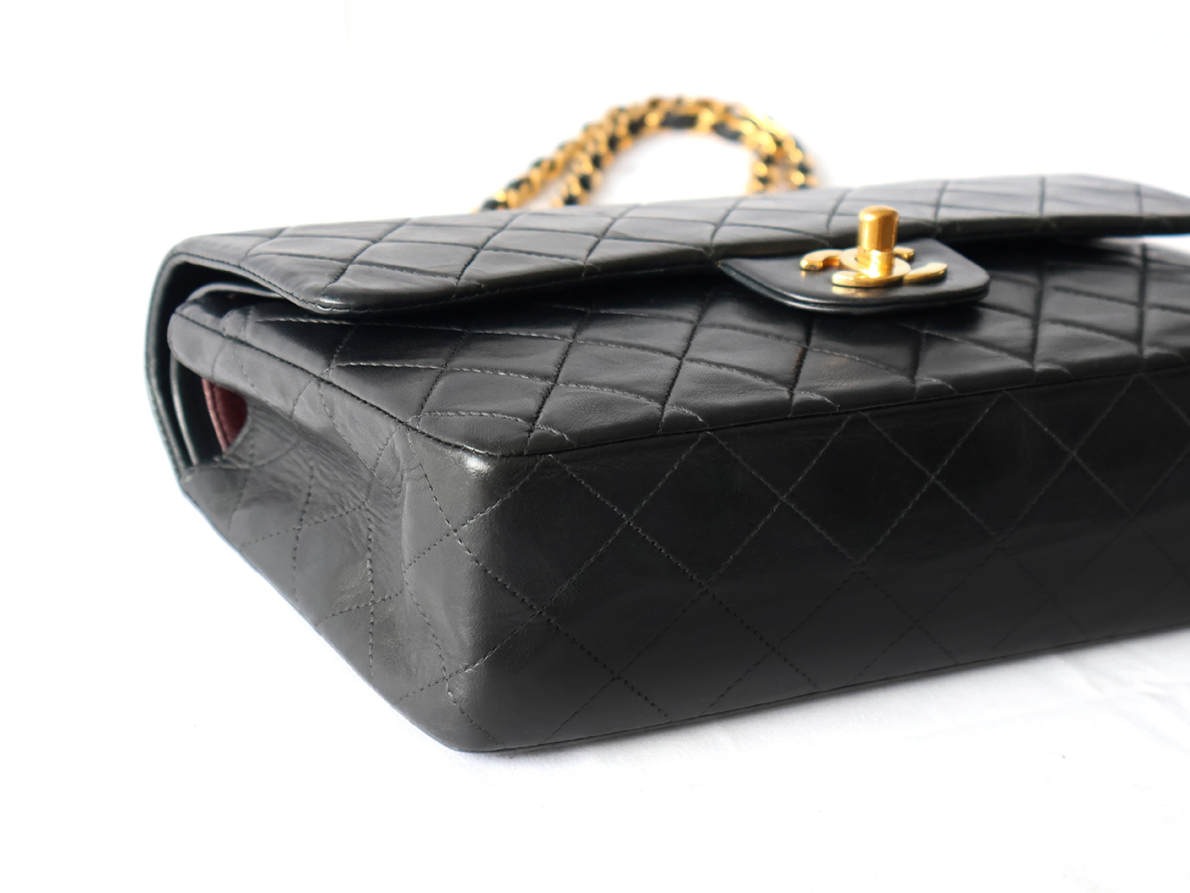 Matelassé 25 Lambskin Shoulder Bag with Seal, Serial Number 6, Black, Double Flap, Double Chain — view 3