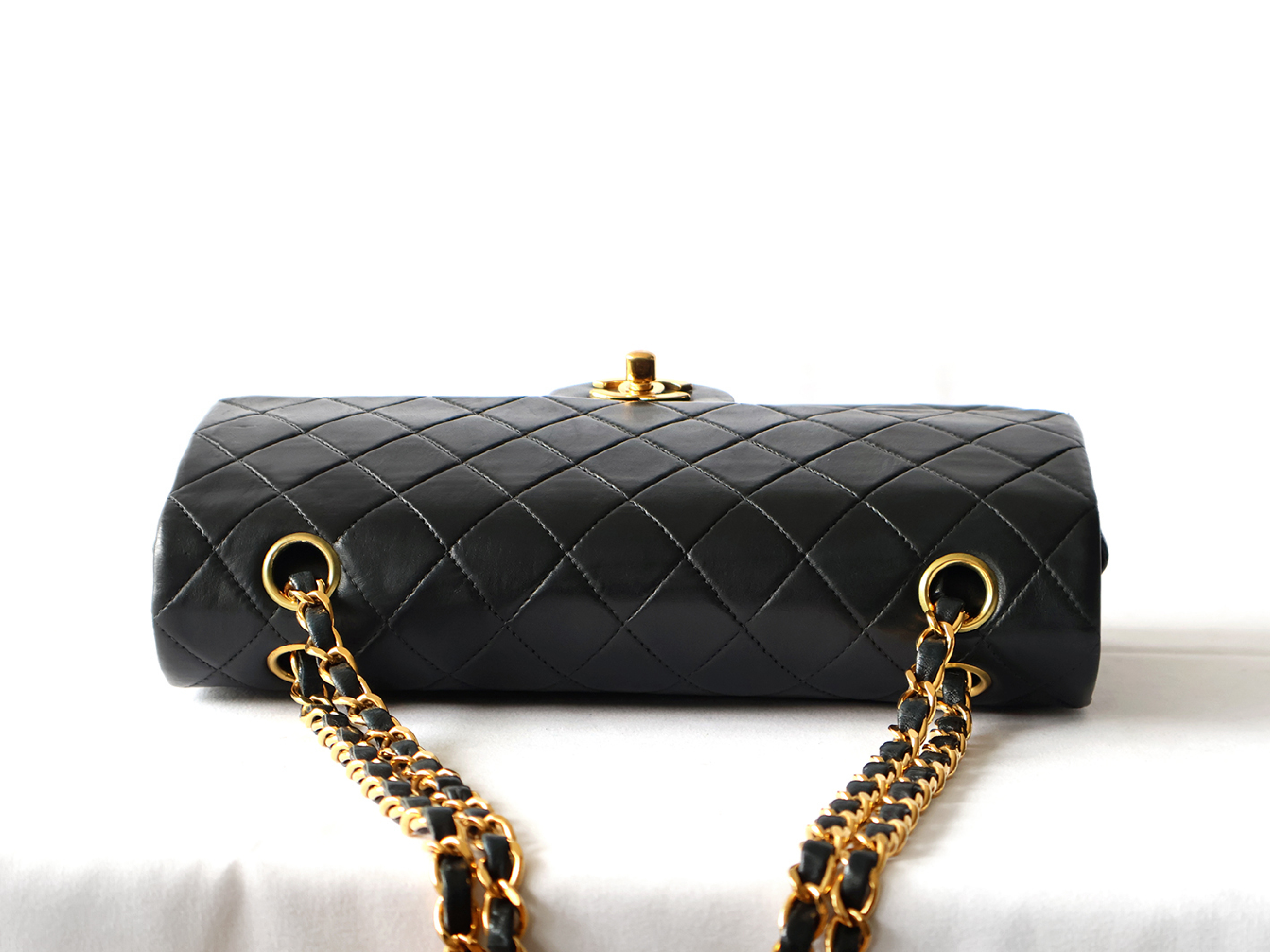 Matelassé 25 Lambskin Shoulder Bag with Seal, Serial Number 6, Black, Double Flap, Double Chain — view 6