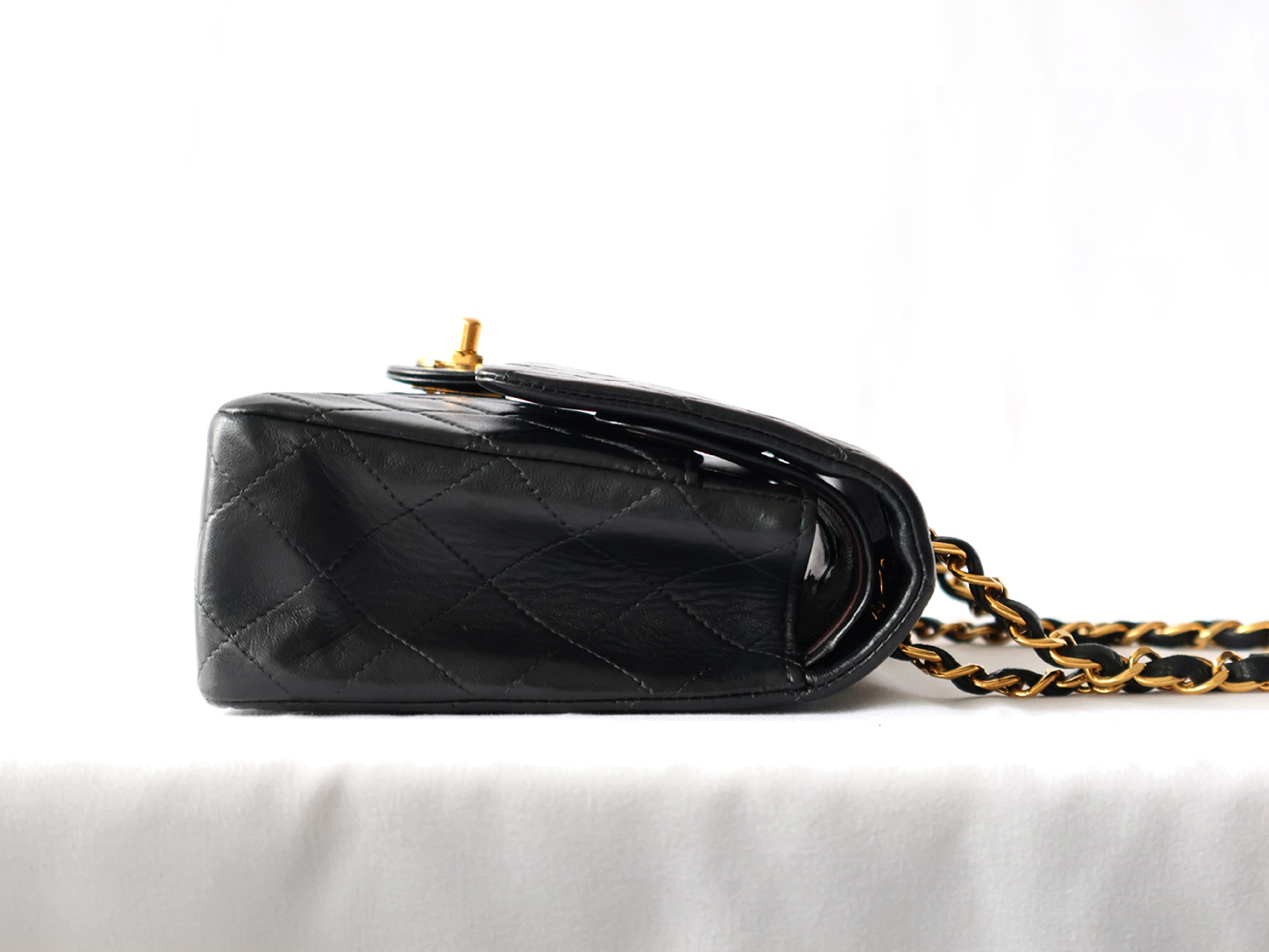 Matelassé 25 Lambskin Shoulder Bag with Seal, Serial Number 6, Black, Double Flap, Double Chain — view 8