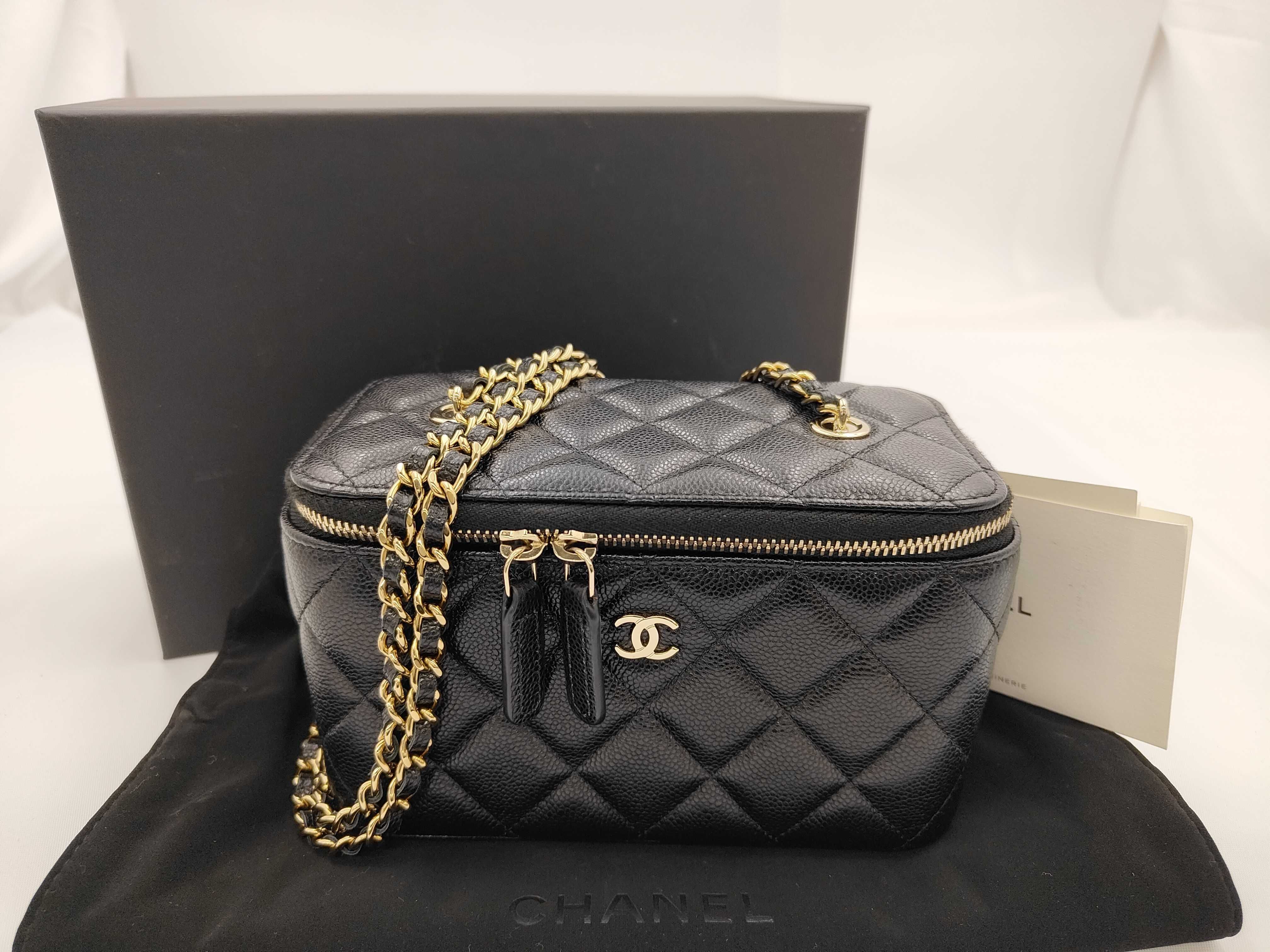 Vanity Bag, Caviar Leather, Black, Gold Hardware, PC5X6113, Shoulder Bag