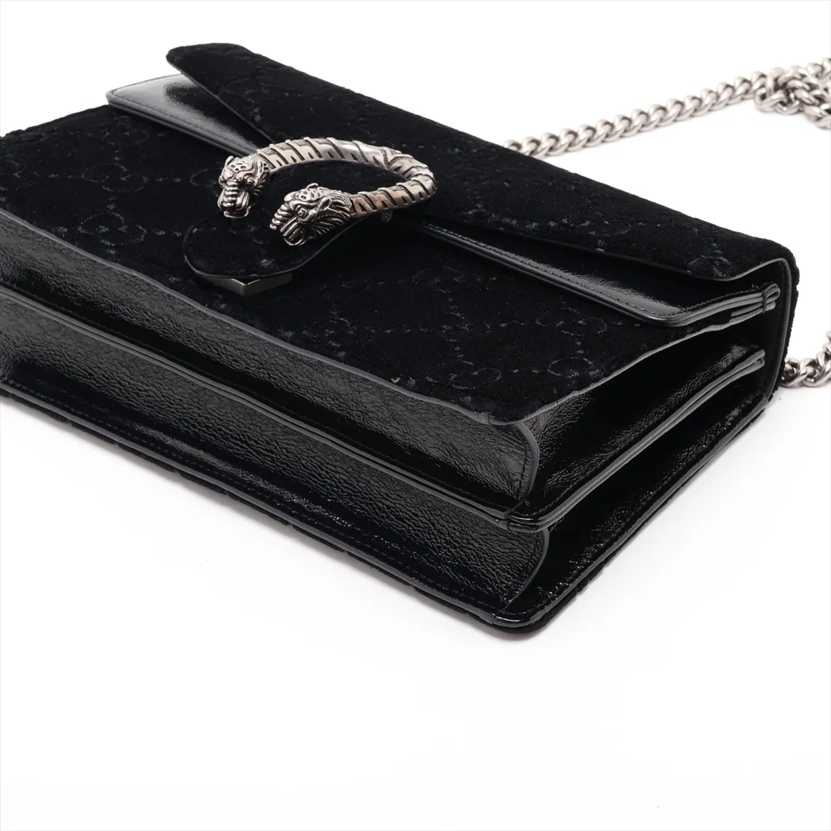 GG Velvet Dionysus Velour x Leather Chain Shoulder Bag, Black 400249 — view 3