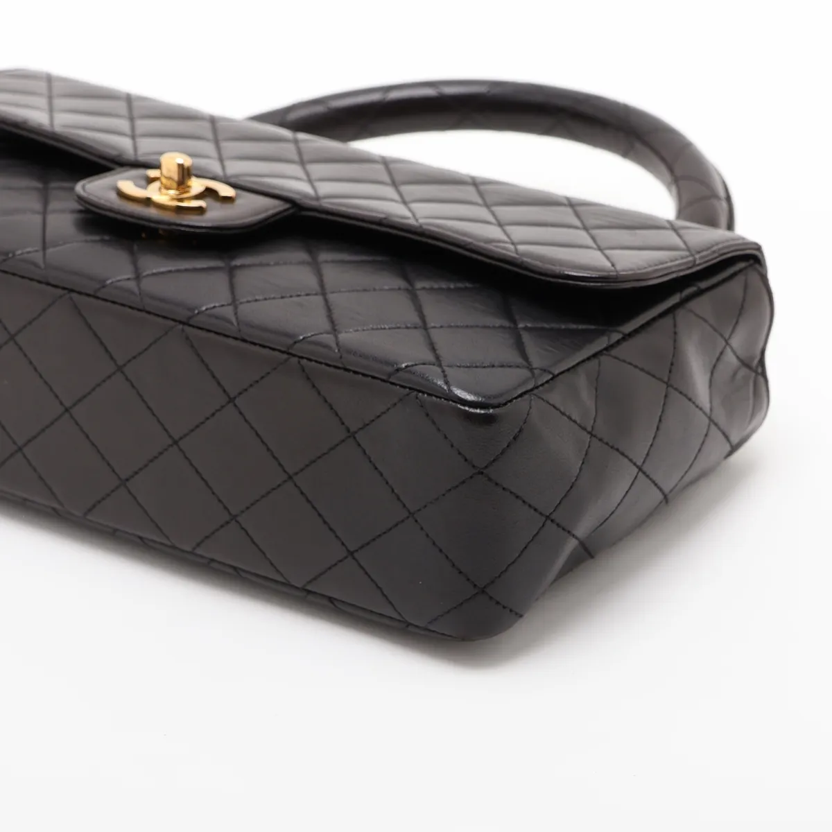 Matelassé Lambskin Handbag, Mother-Daughter Set, Black with Gold Hardware (Mother only) — view 3
