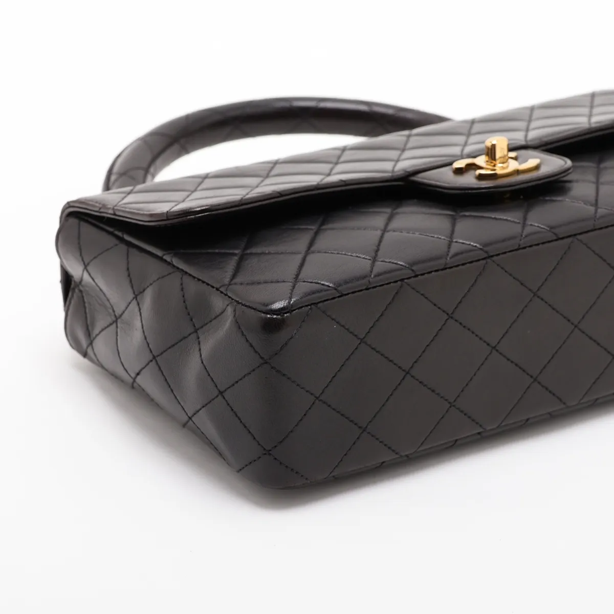 Matelassé Lambskin Handbag, Mother-Daughter Set, Black with Gold Hardware (Mother only) — view 4