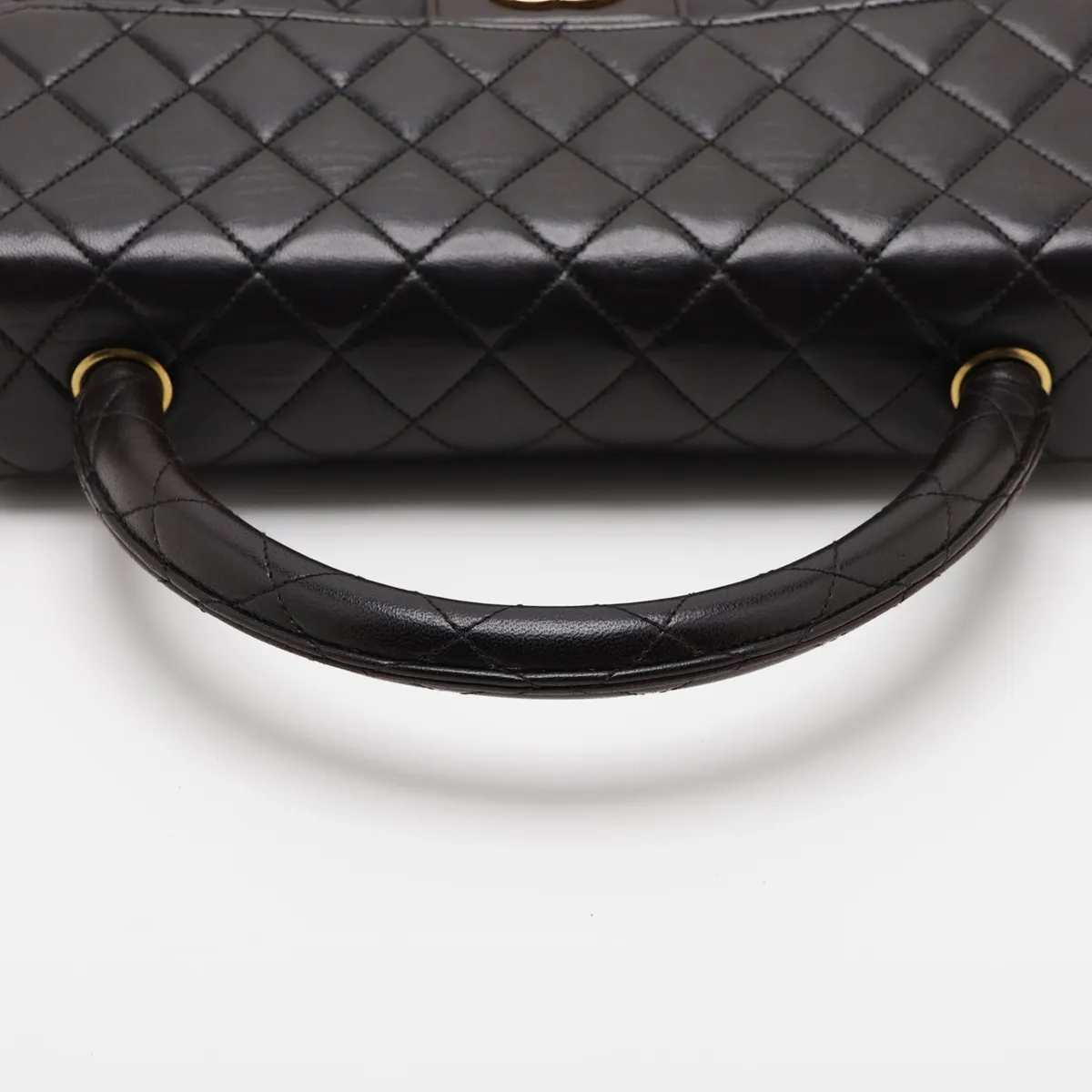 Matelassé Lambskin Handbag, Mother-Daughter Set, Black with Gold Hardware (Mother only) — view 5
