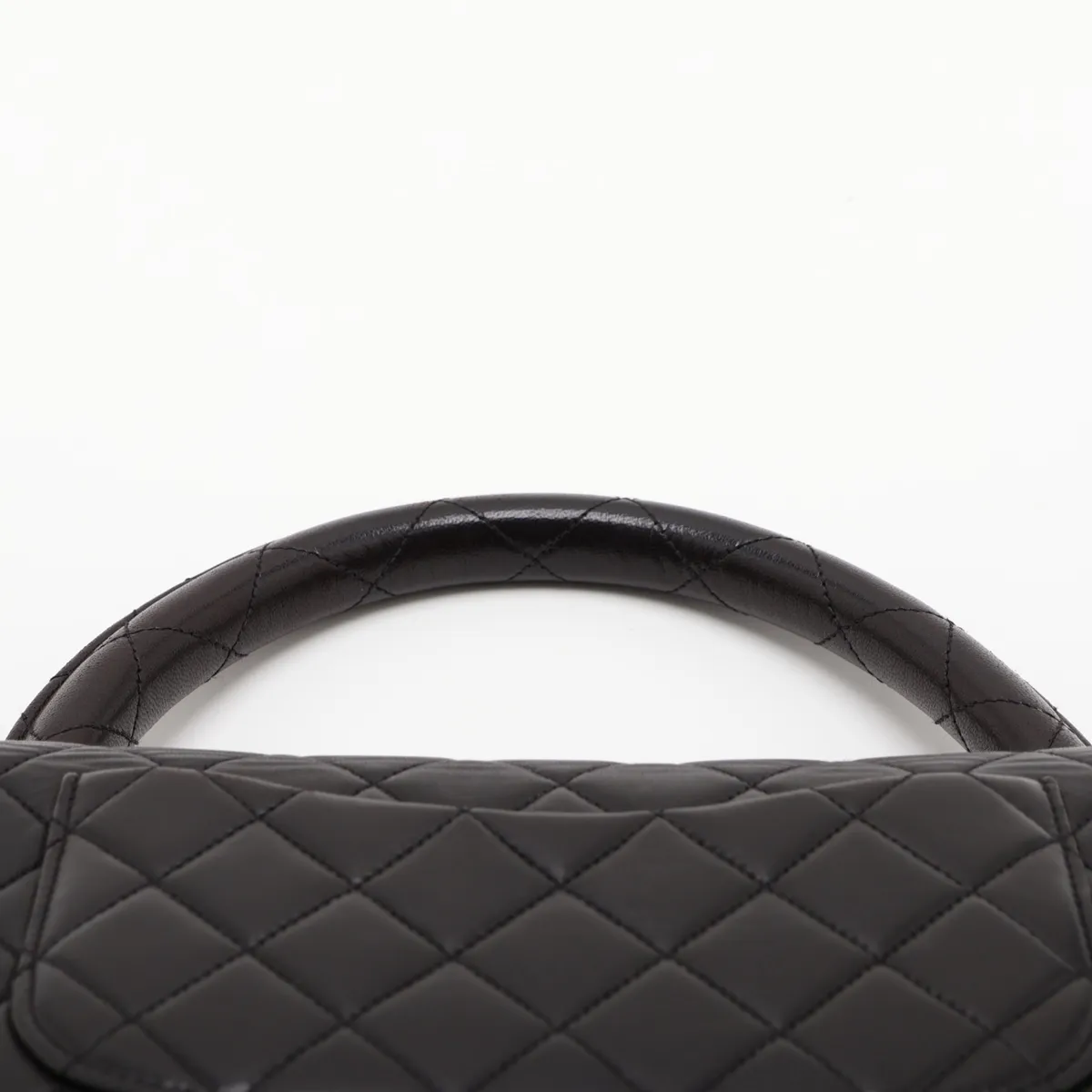 Matelassé Lambskin Handbag, Mother-Daughter Set, Black with Gold Hardware (Mother only) — view 6