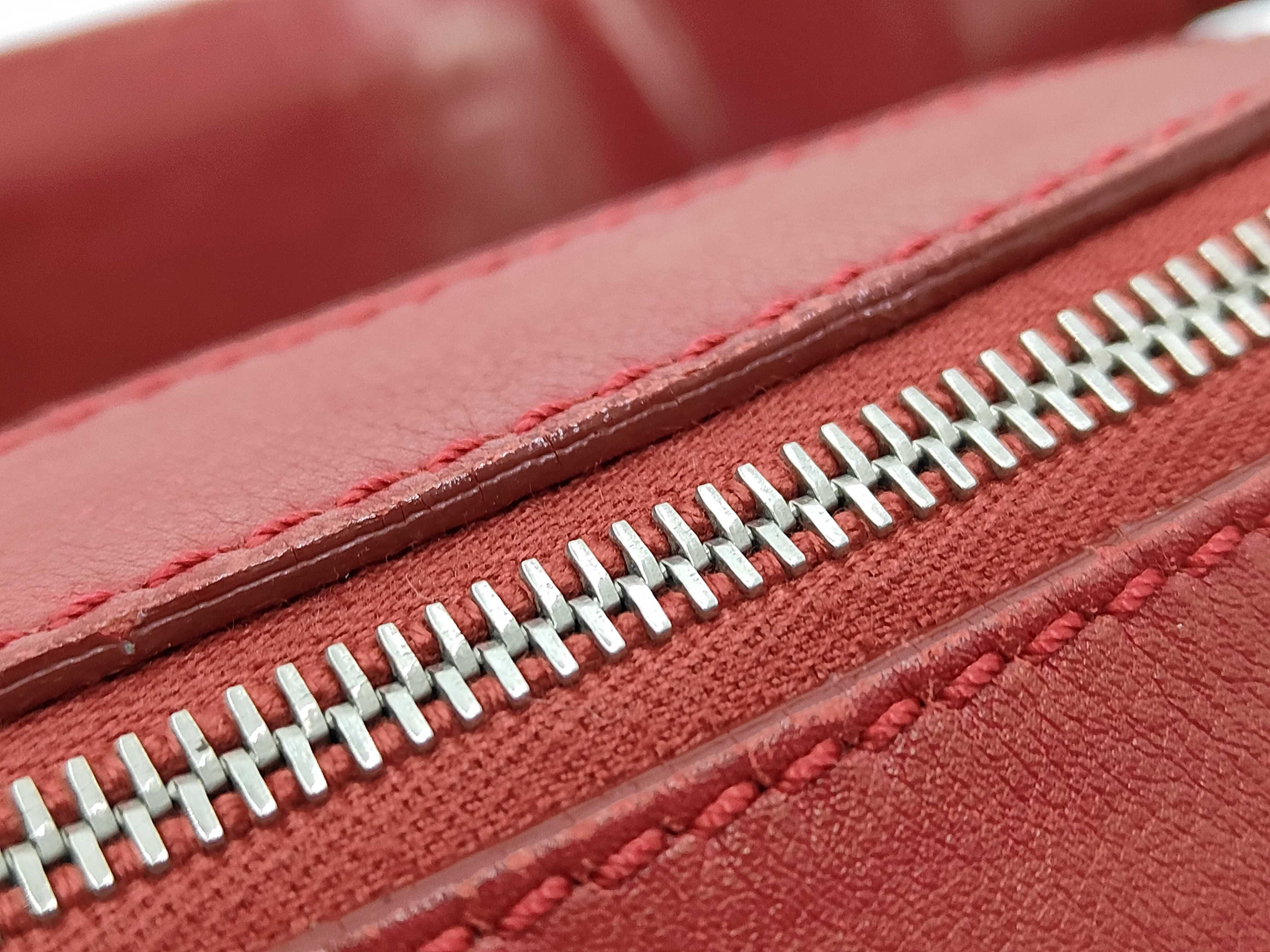 Tweed One-Shoulder Bag with Clover Charm and Coco Mark, Red Handbag — view 9