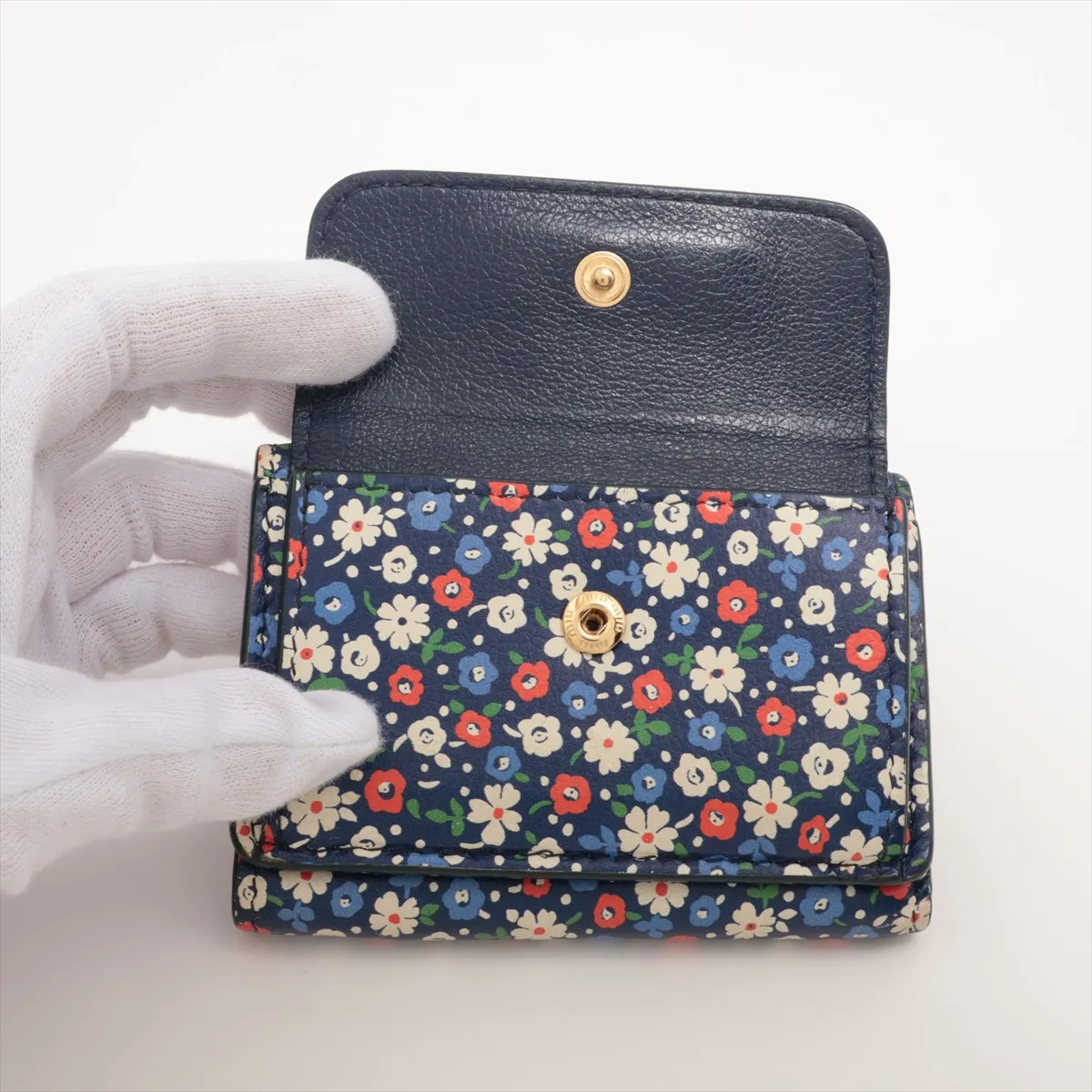 Grassest Flower 5MH021 Leather Compact Wallet Navy — view 3