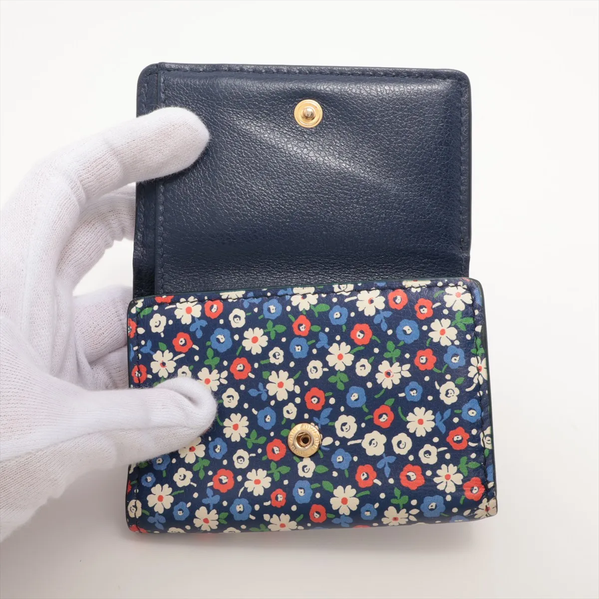 Grassest Flower 5MH021 Leather Compact Wallet Navy — view 4