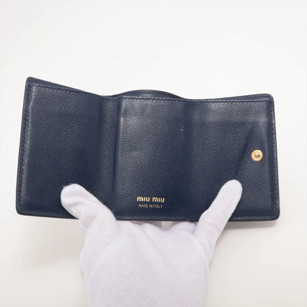 Grassest Flower 5MH021 Leather Compact Wallet Navy — view 5