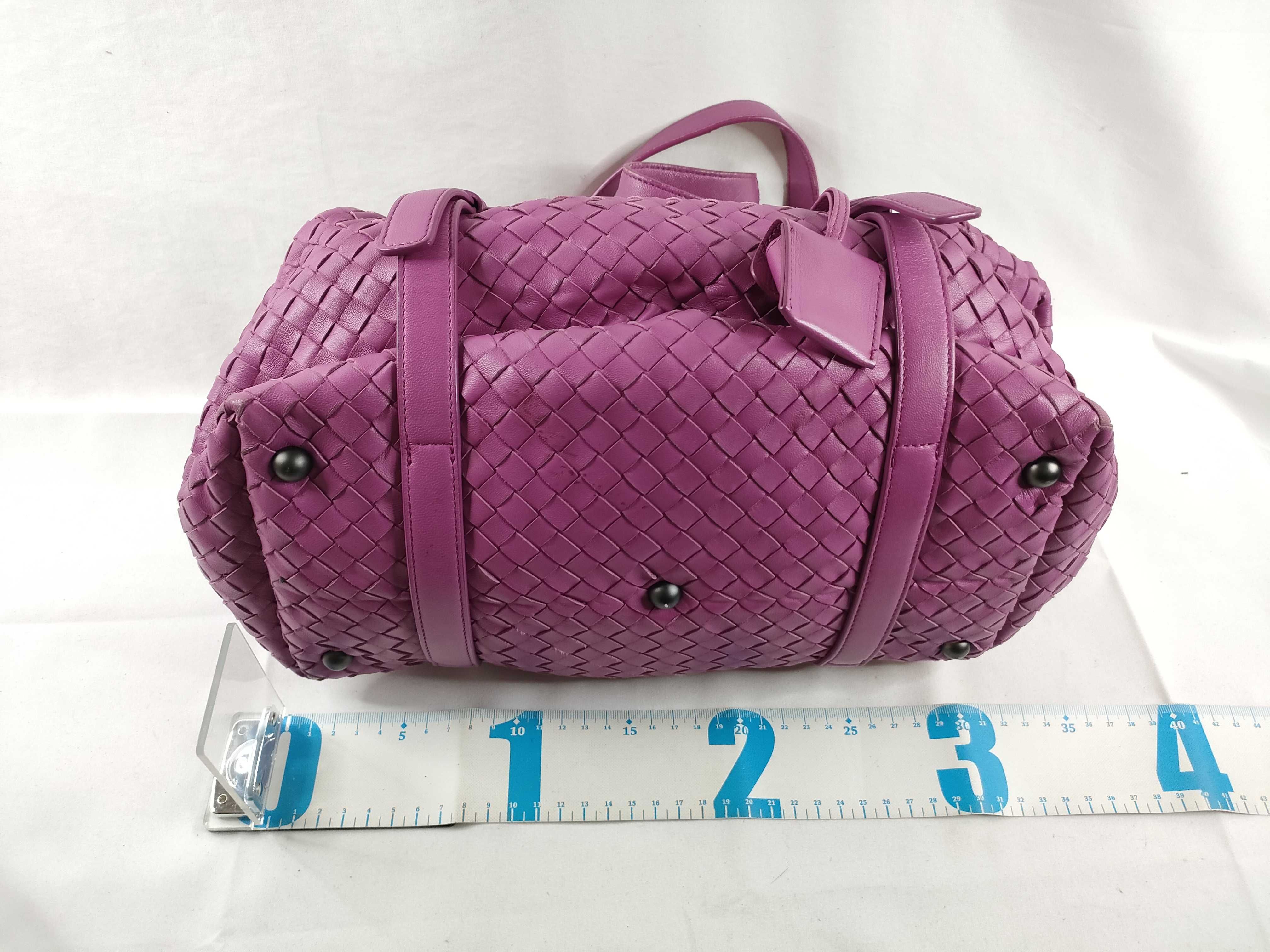 Intrecciato Montaigne Leather Handbag, Pink, 272801, with Mirror — view 2
