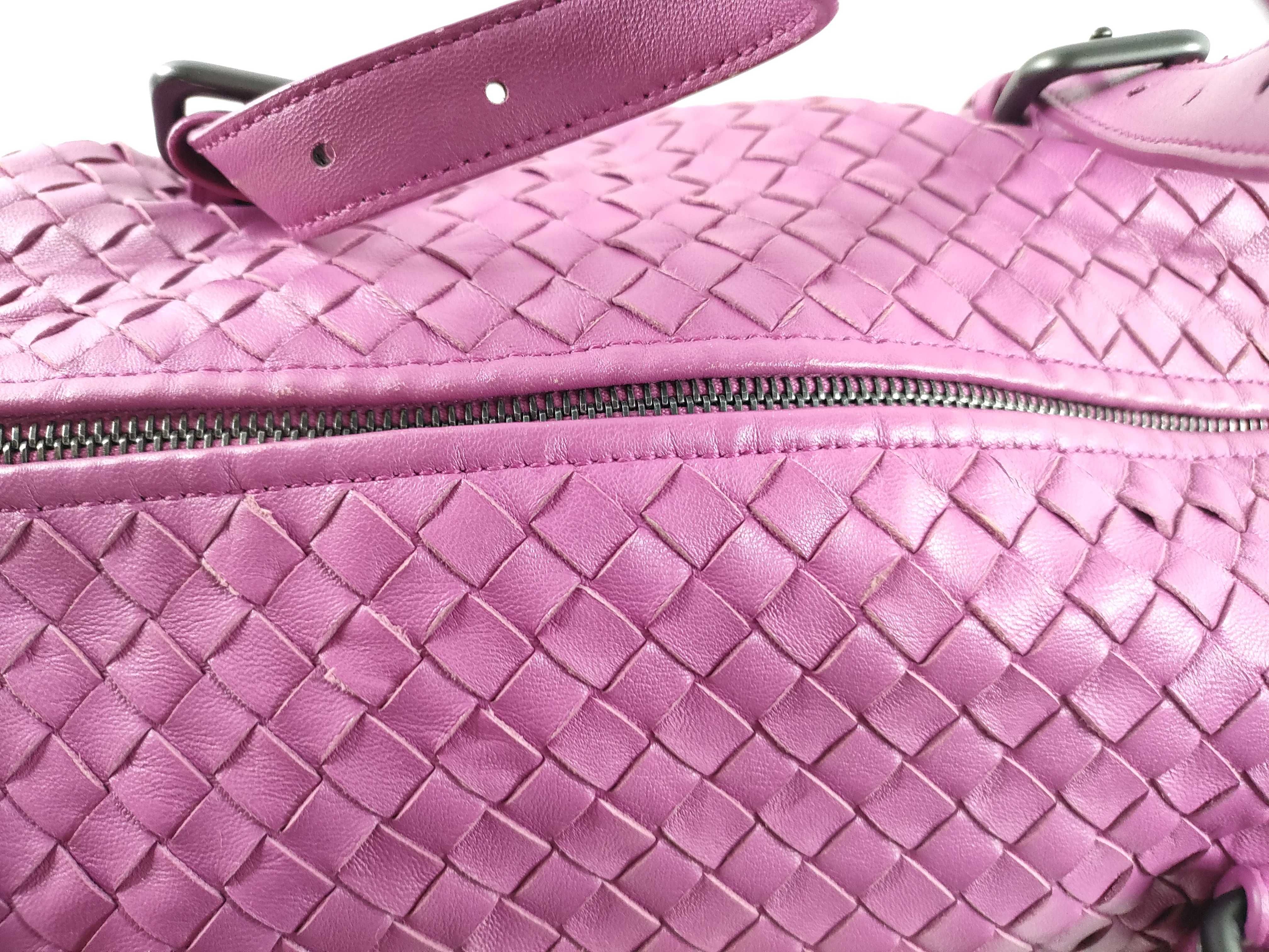 Intrecciato Montaigne Leather Handbag, Pink, 272801, with Mirror — view 9