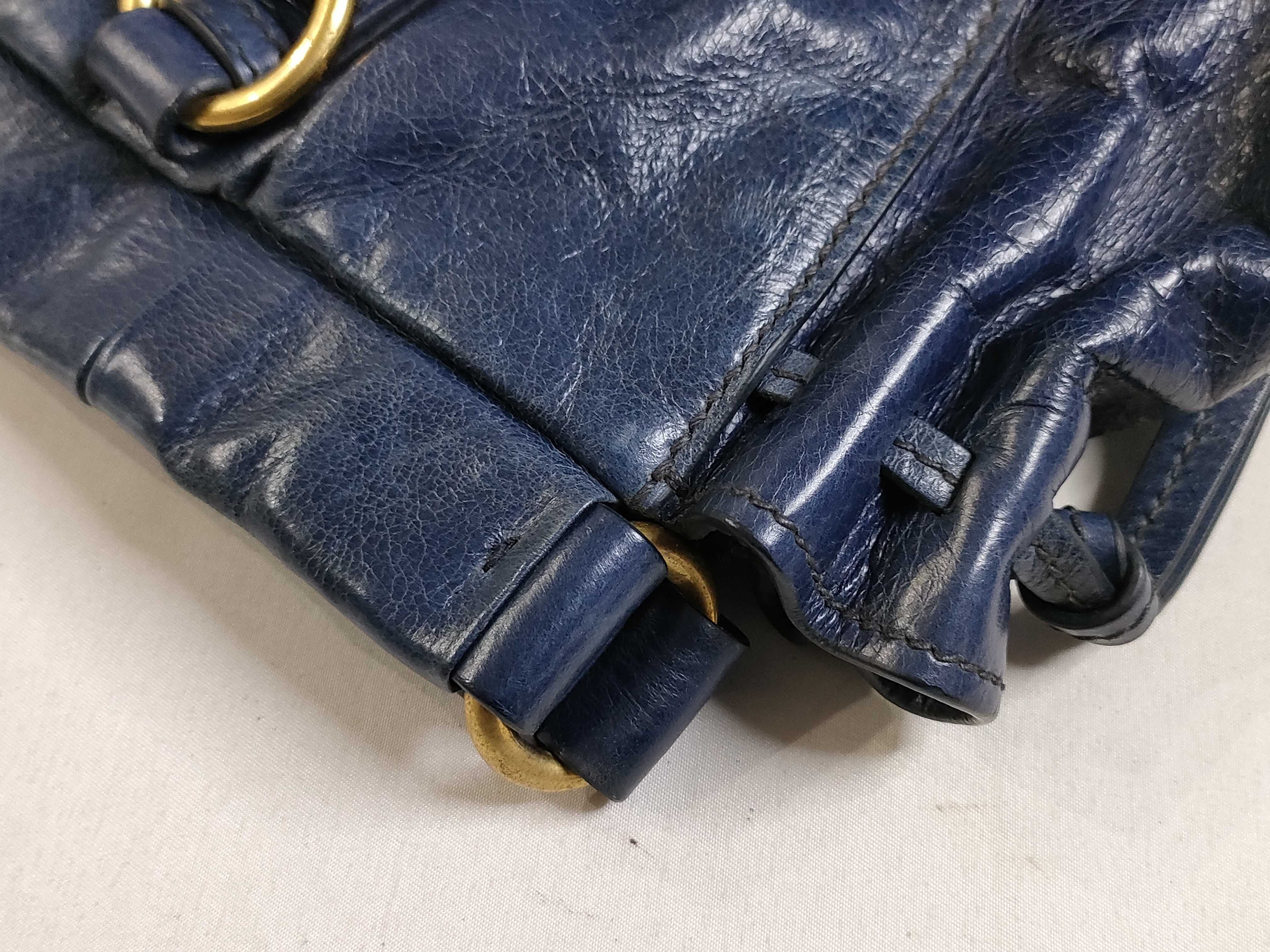 SG- Vitello Lux Leather 2-Way Handbag Navy RT0383 Handbag — view 14