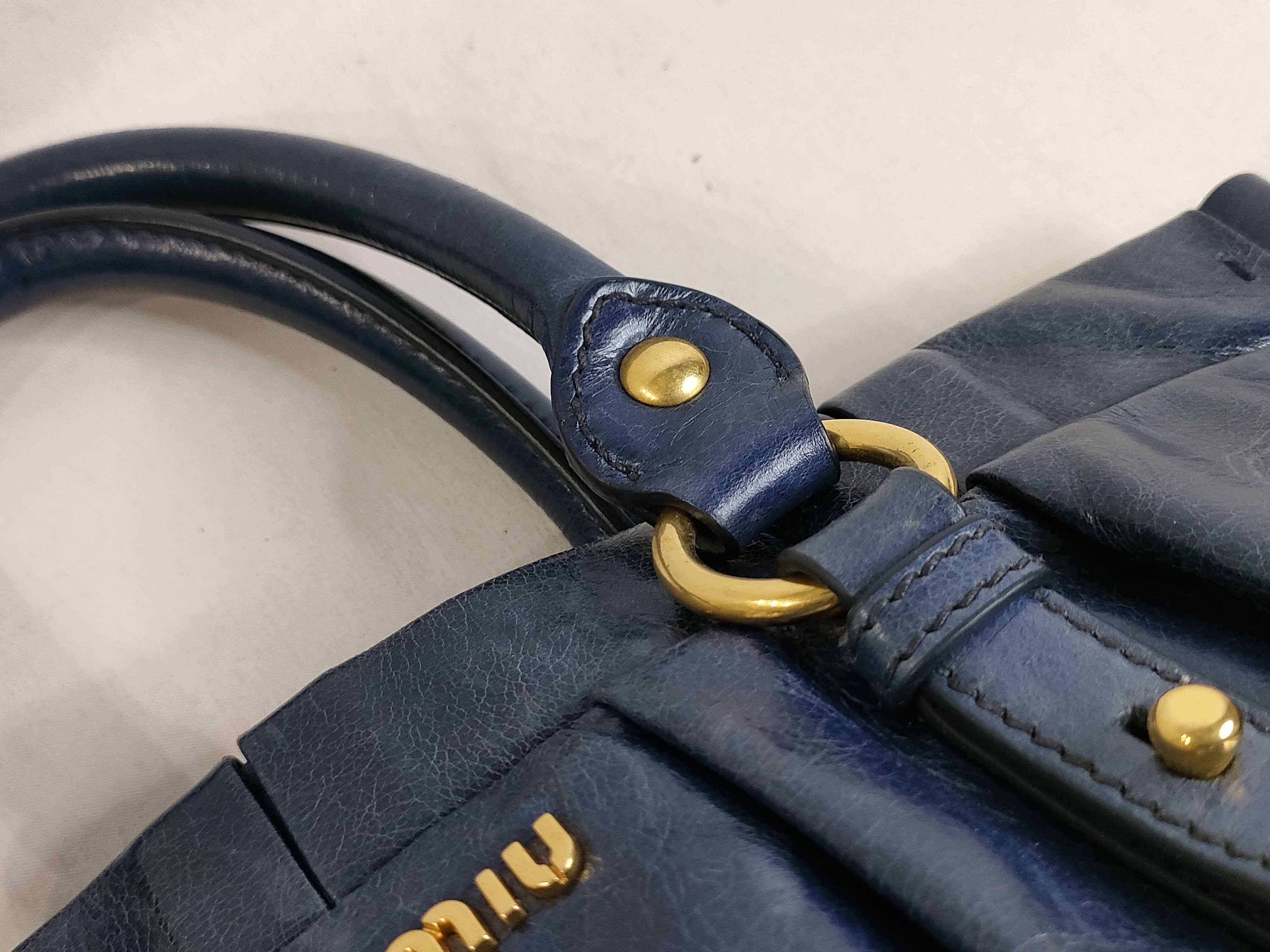 SG- Vitello Lux Leather 2-Way Handbag Navy RT0383 Handbag — view 5