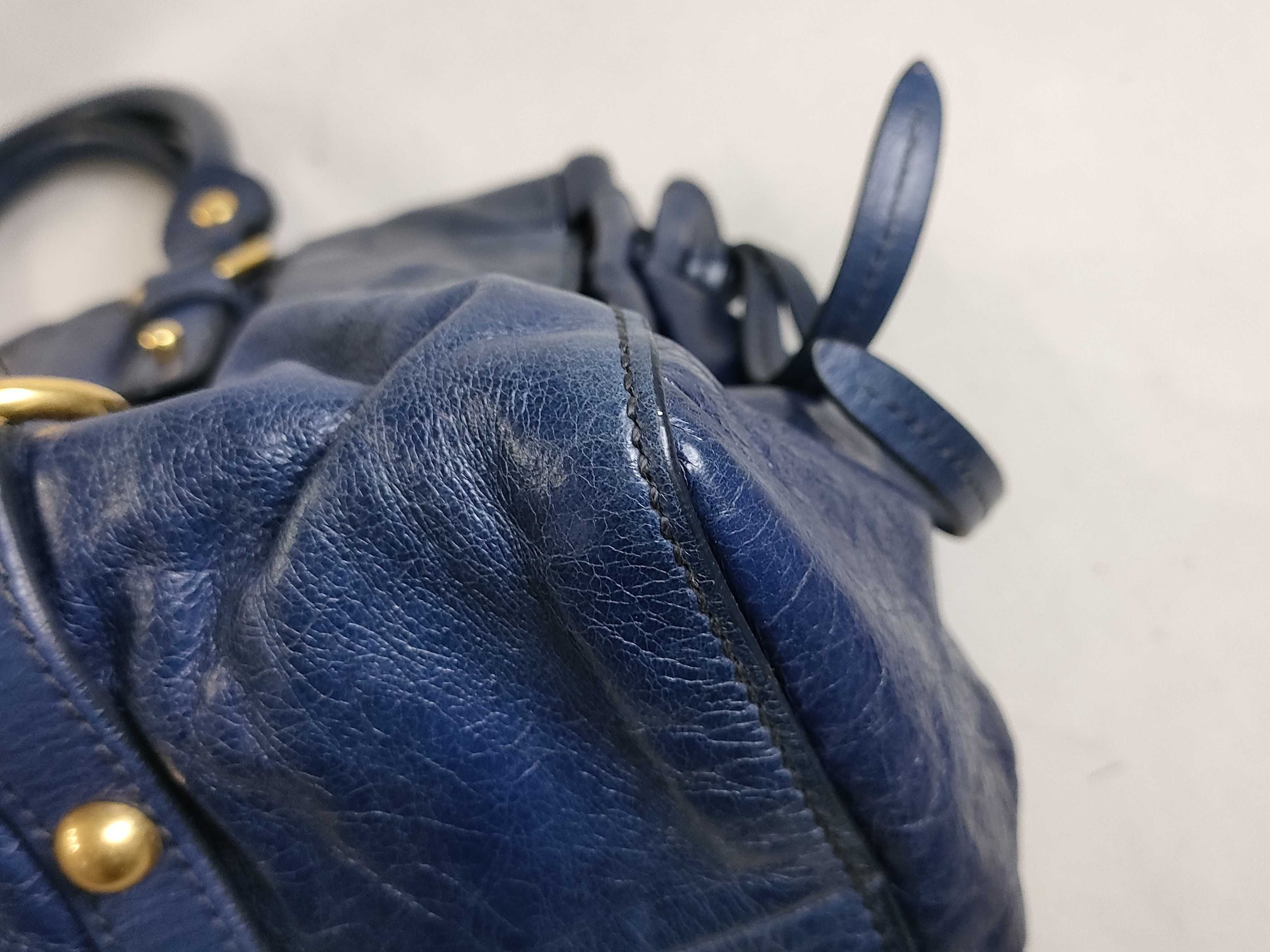 SG- Vitello Lux Leather 2-Way Handbag Navy RT0383 Handbag — view 7