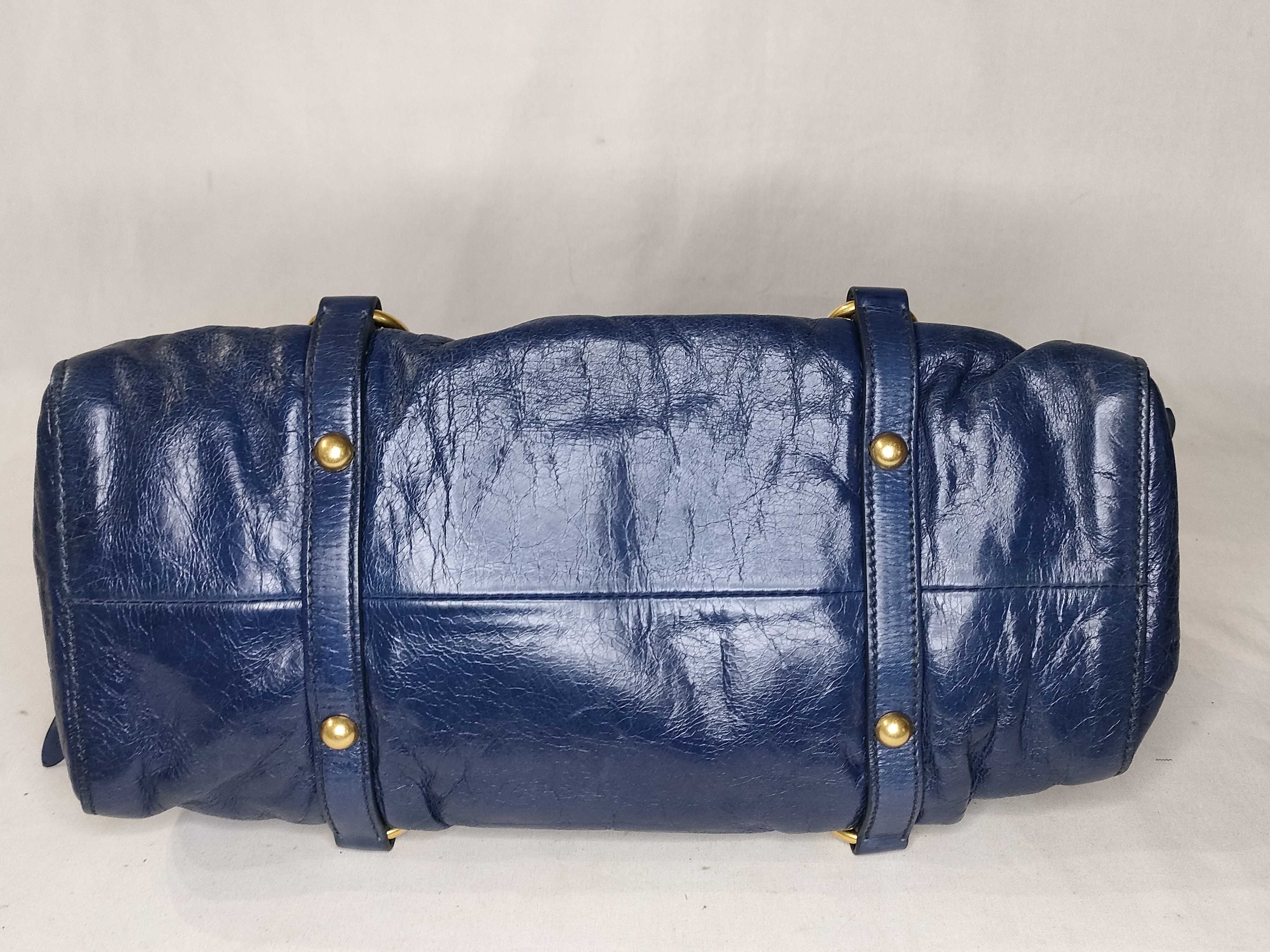 SG- Vitello Lux Leather 2-Way Handbag Navy RT0383 Handbag — view 8