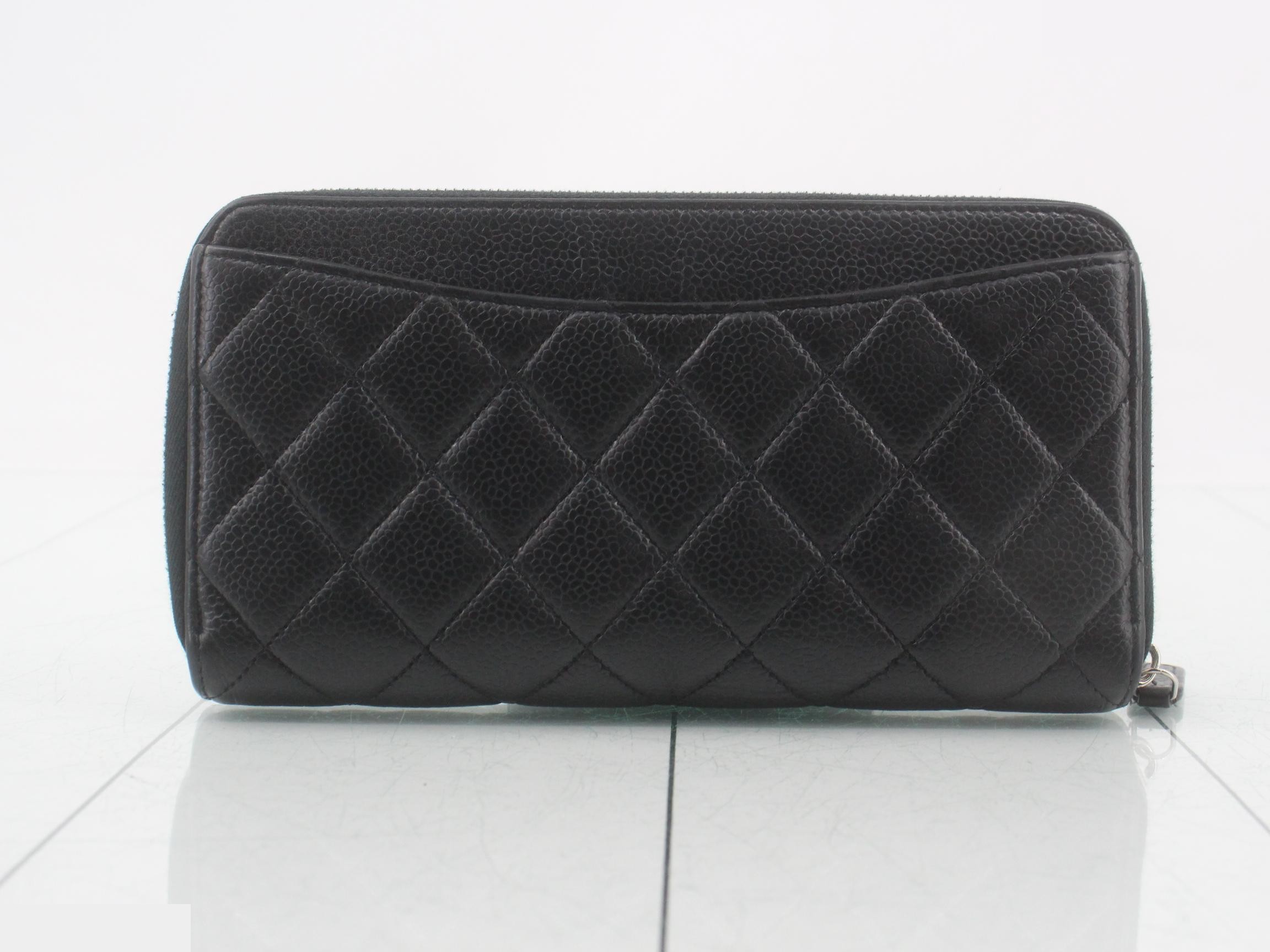 Caviar leather round zipper long wallet — view 2