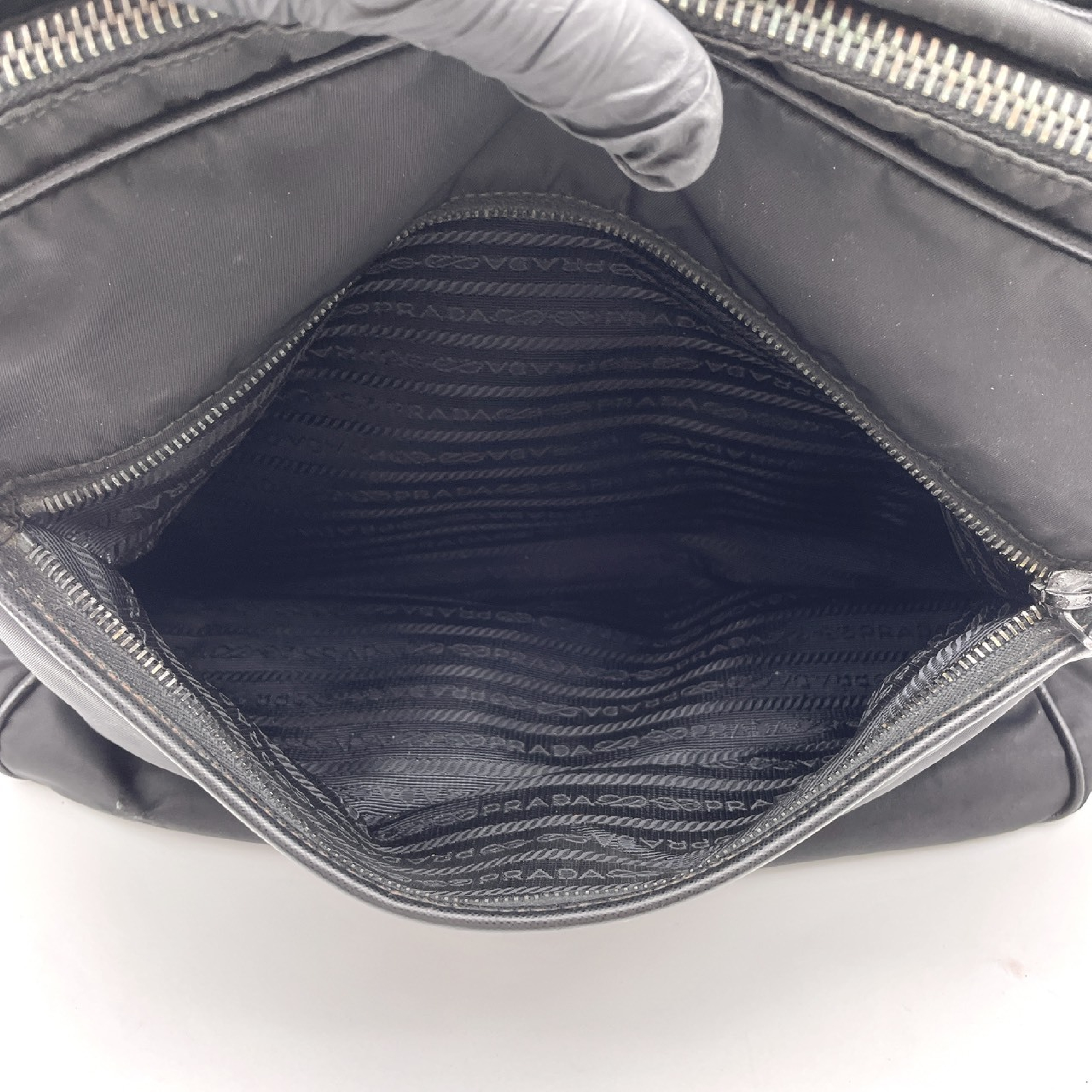 Triangle Logo Tessuto Nylon Shoulder Bag — view 13