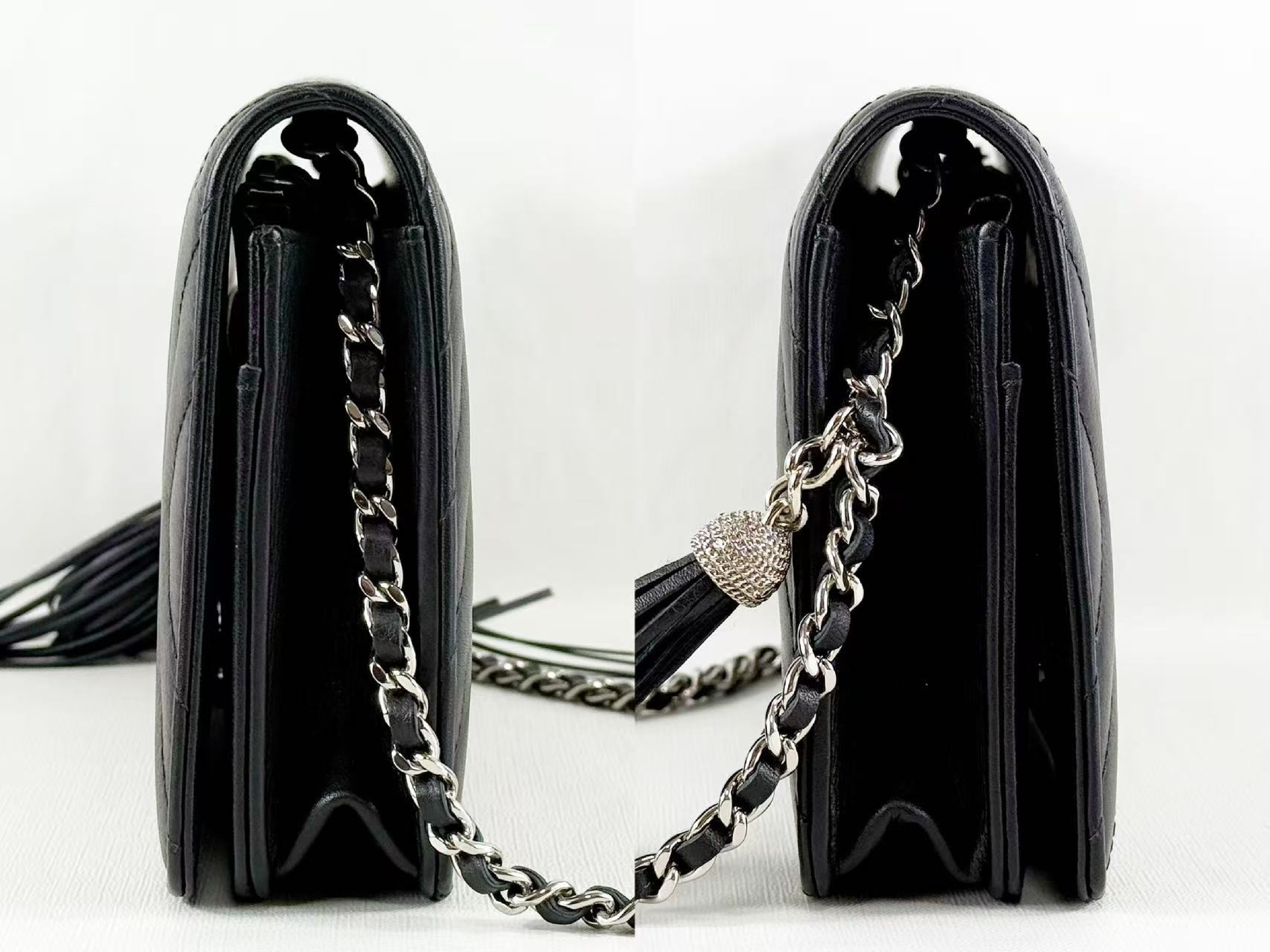 Black Fringe Chevron Shoulder Bag, W19cm (approx.), serial number in the 25 range. Includes dust bag, authenticity card, and seal. Features hardware. Item number: 25845805. — view 13