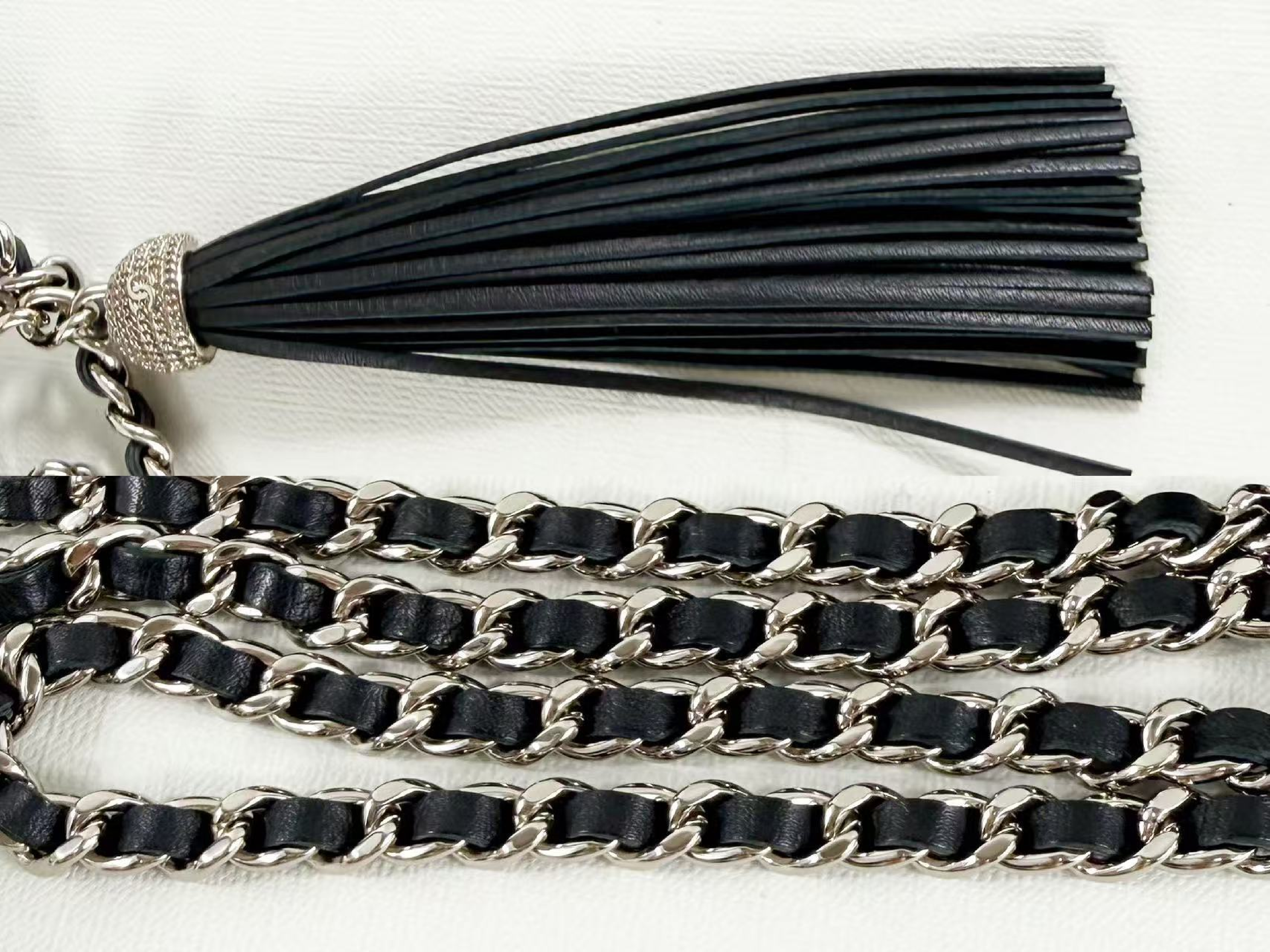 Black Fringe Chevron Shoulder Bag, W19cm (approx.), serial number in the 25 range. Includes dust bag, authenticity card, and seal. Features hardware. Item number: 25845805. — view 9