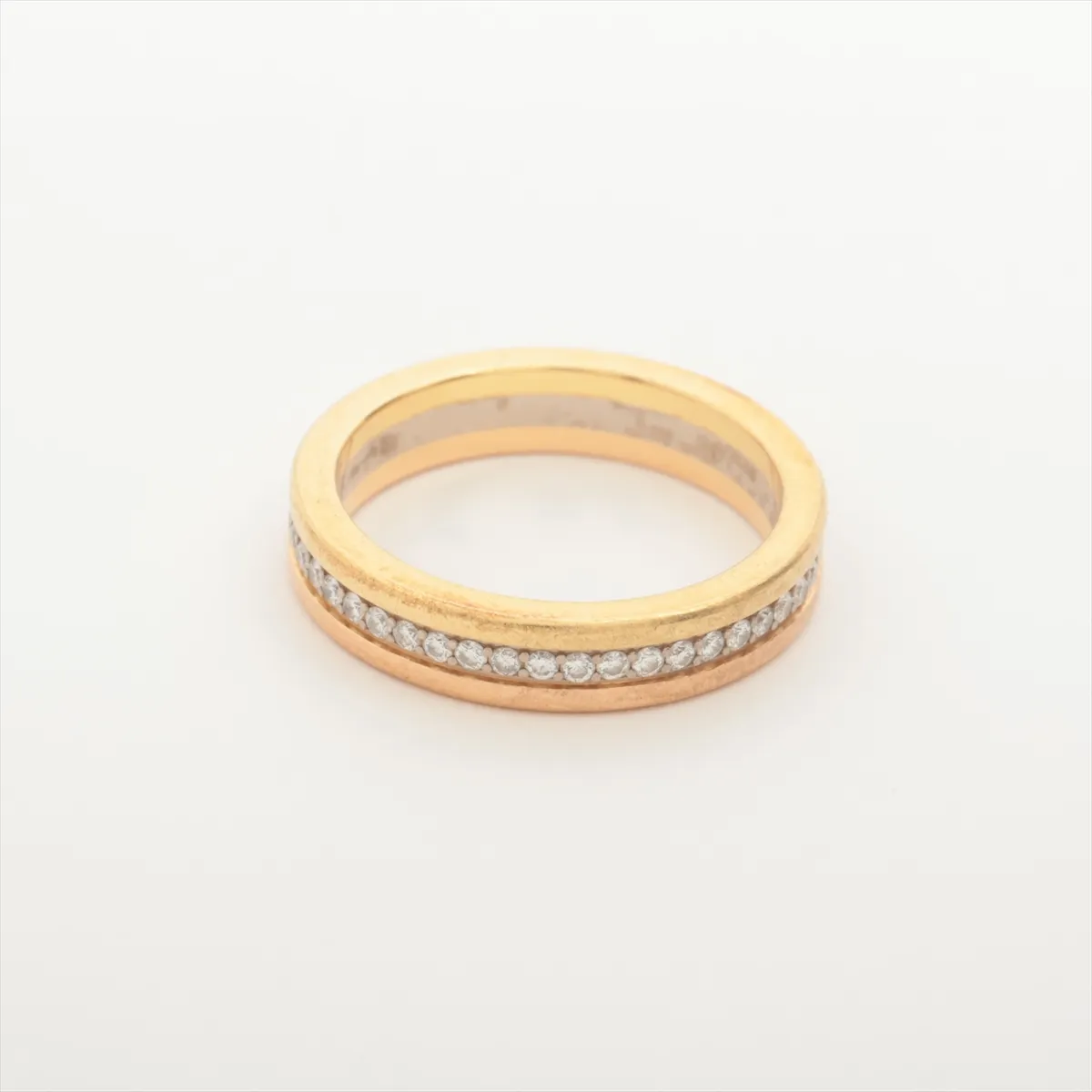 Vendôme Louis Cartier Three-Color Diamond Ring 750 (YG x PG x WG) 3.6g 45 OC7161 (Engraving — view 2