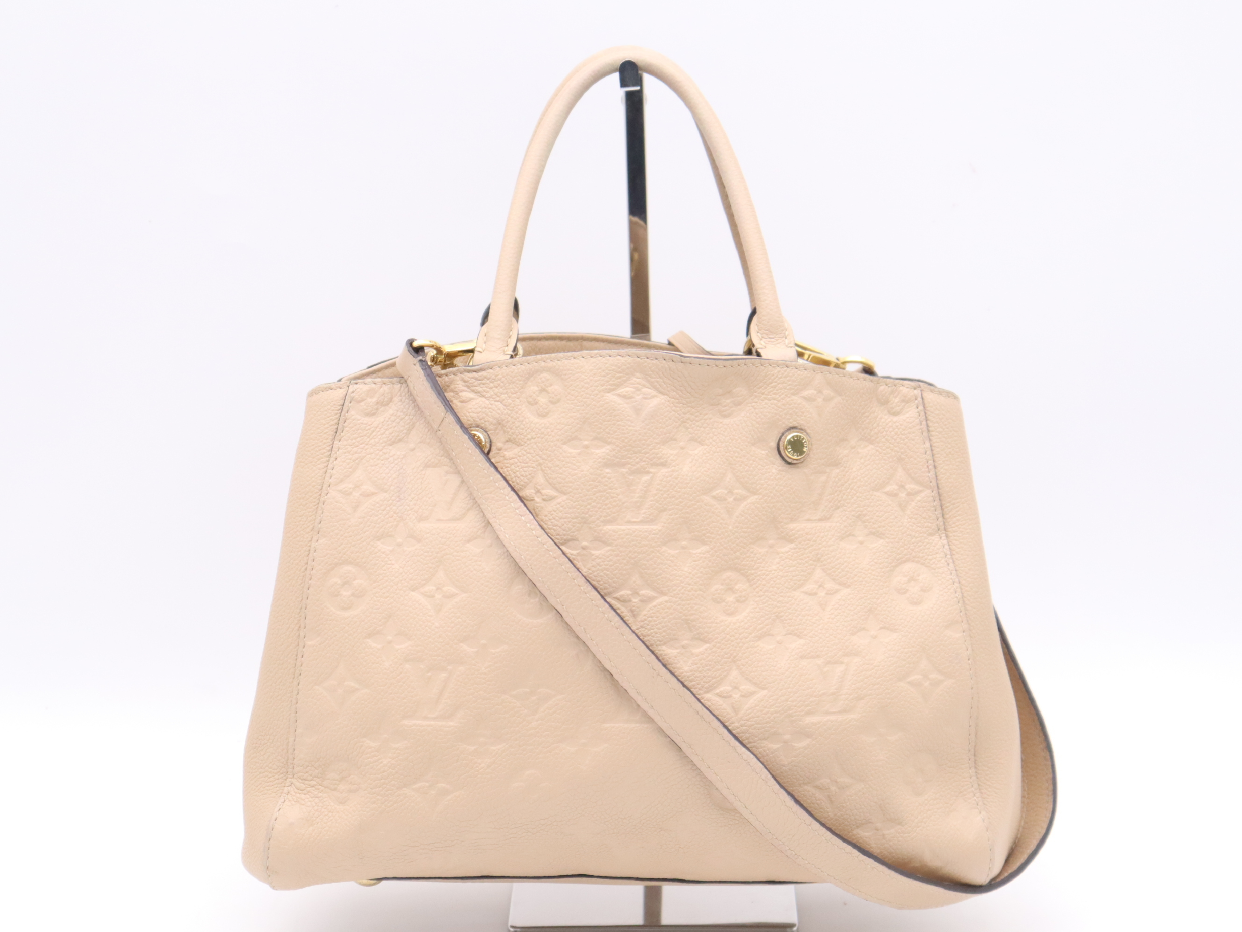 M41152 Empreinte Montaigne MM Dune Shoulder Bag with Shoulder Strap, Padlock, Key, and Clochette