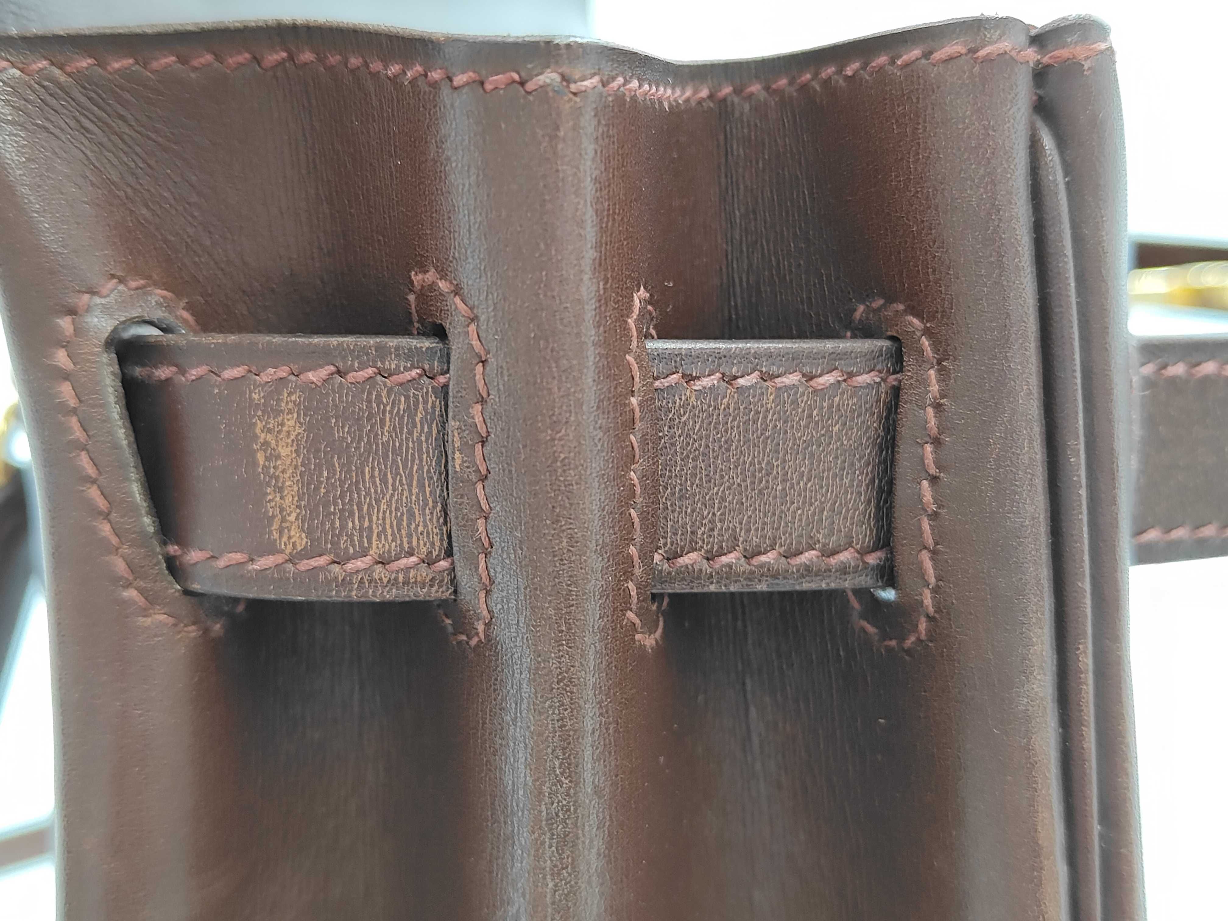Kelly 32 Box Calf Leather, Brown, Gold Hardware, E Handbag — view 15