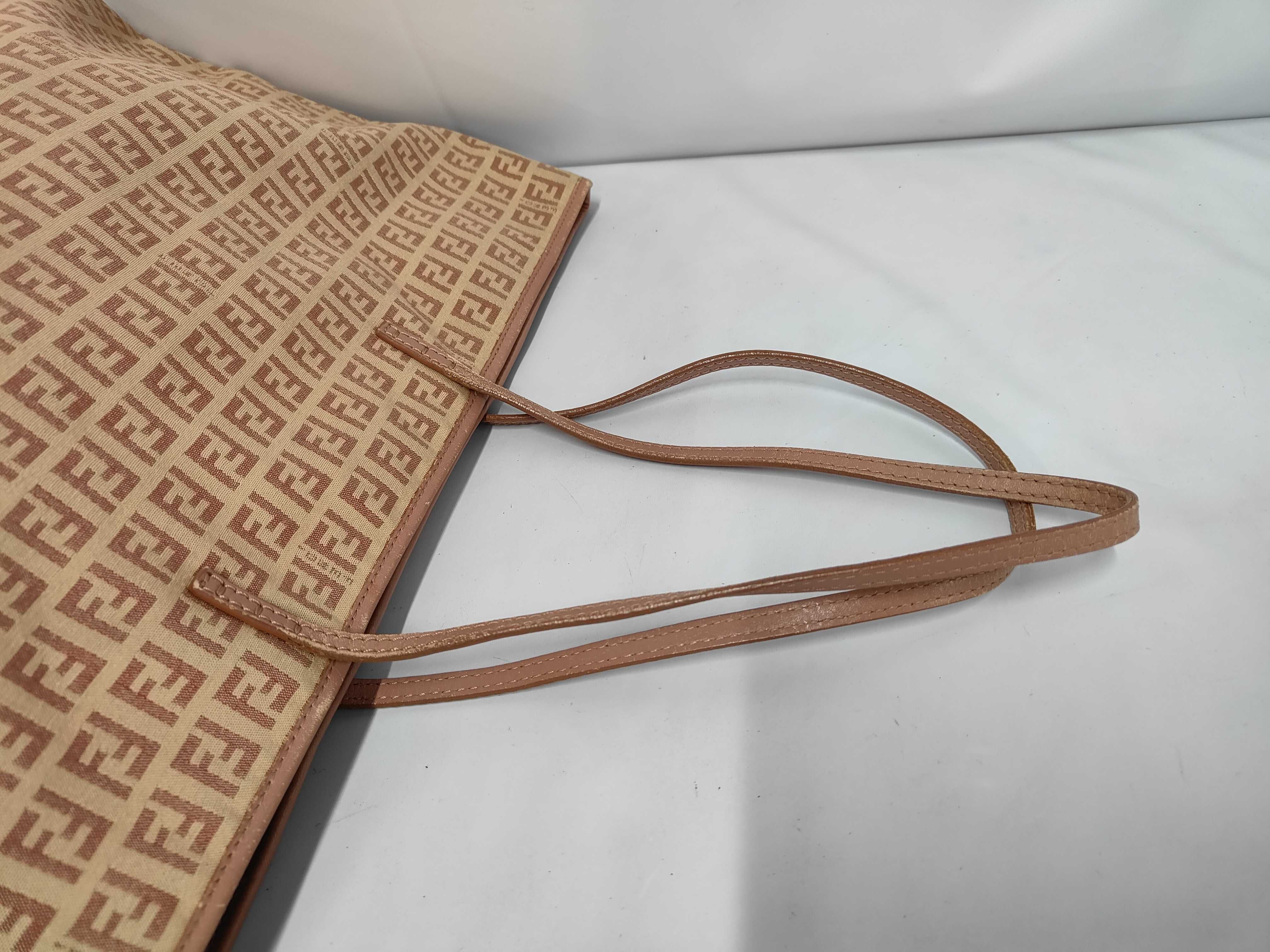 8BH075 Zucchino Tote Bag, Canvas and Leather, Pink/Beige, Business Bag — view 5