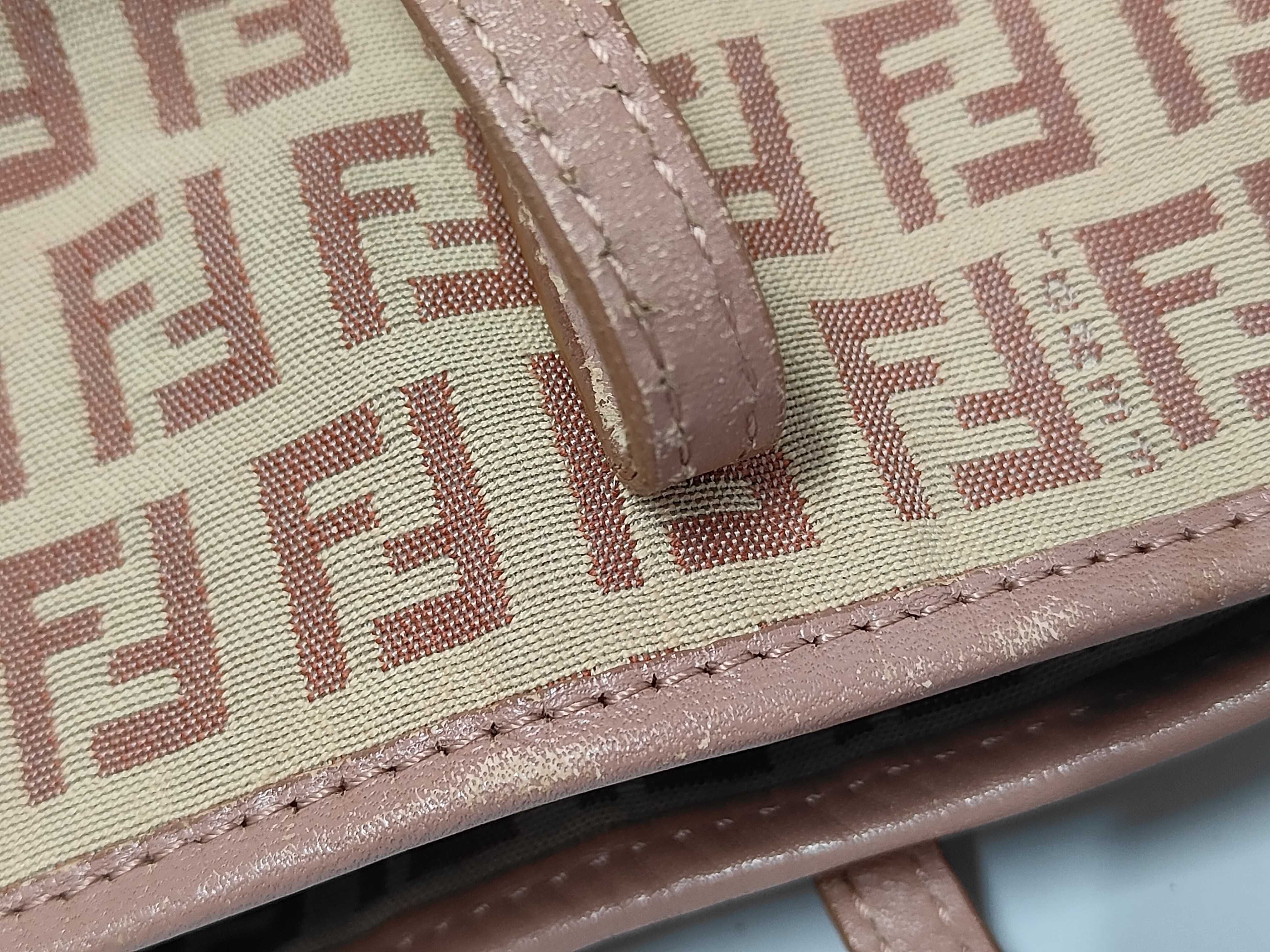 8BH075 Zucchino Tote Bag, Canvas and Leather, Pink/Beige, Business Bag — view 7
