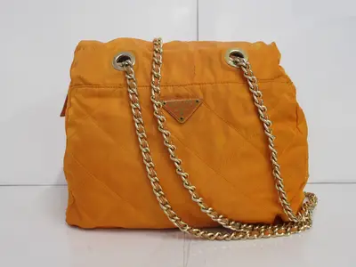 Triangle Logo Plate Double Chain Shoulder Bag