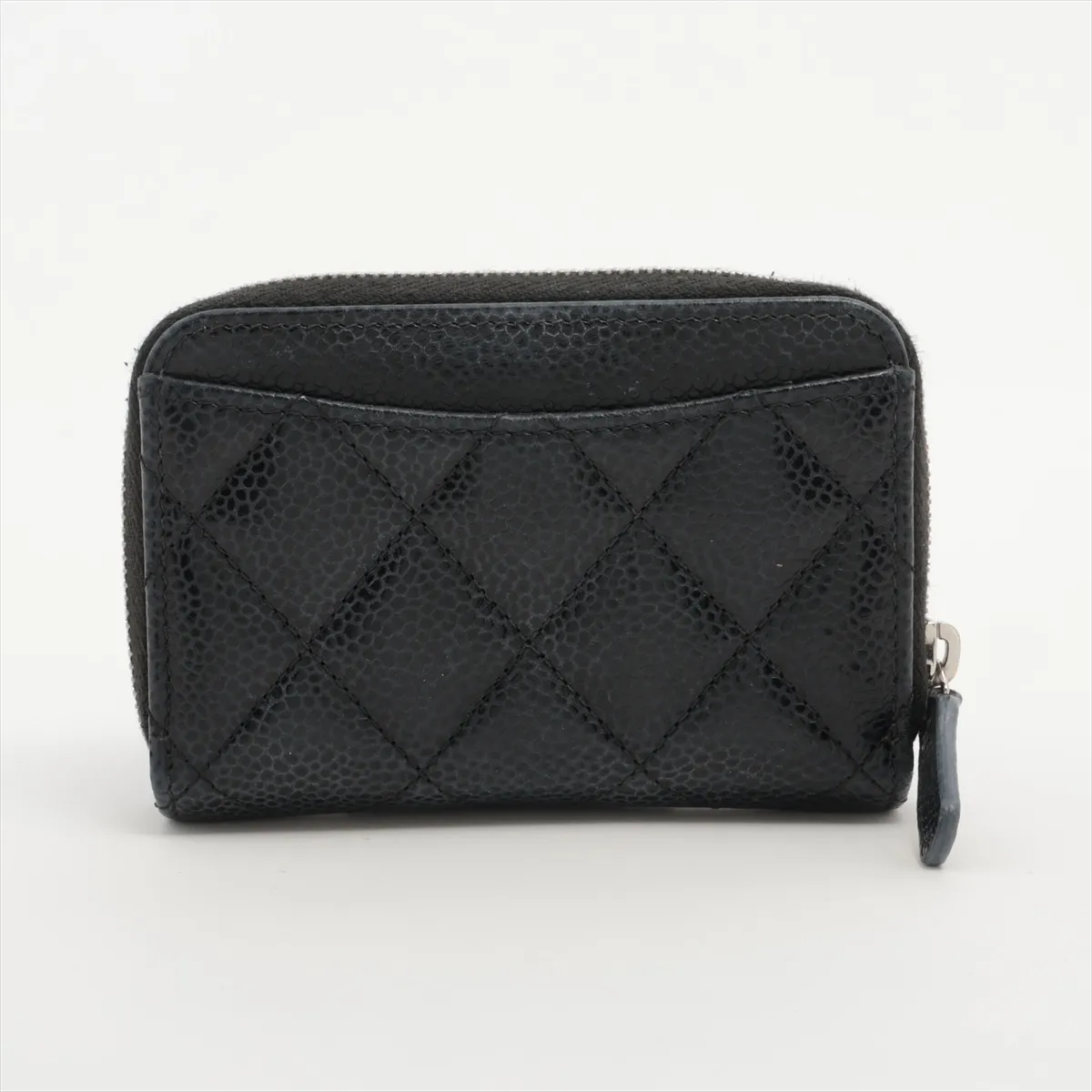 Matelassé Caviar Skin Coin Case, Black with Gold Hardware, 31181670 — view 2