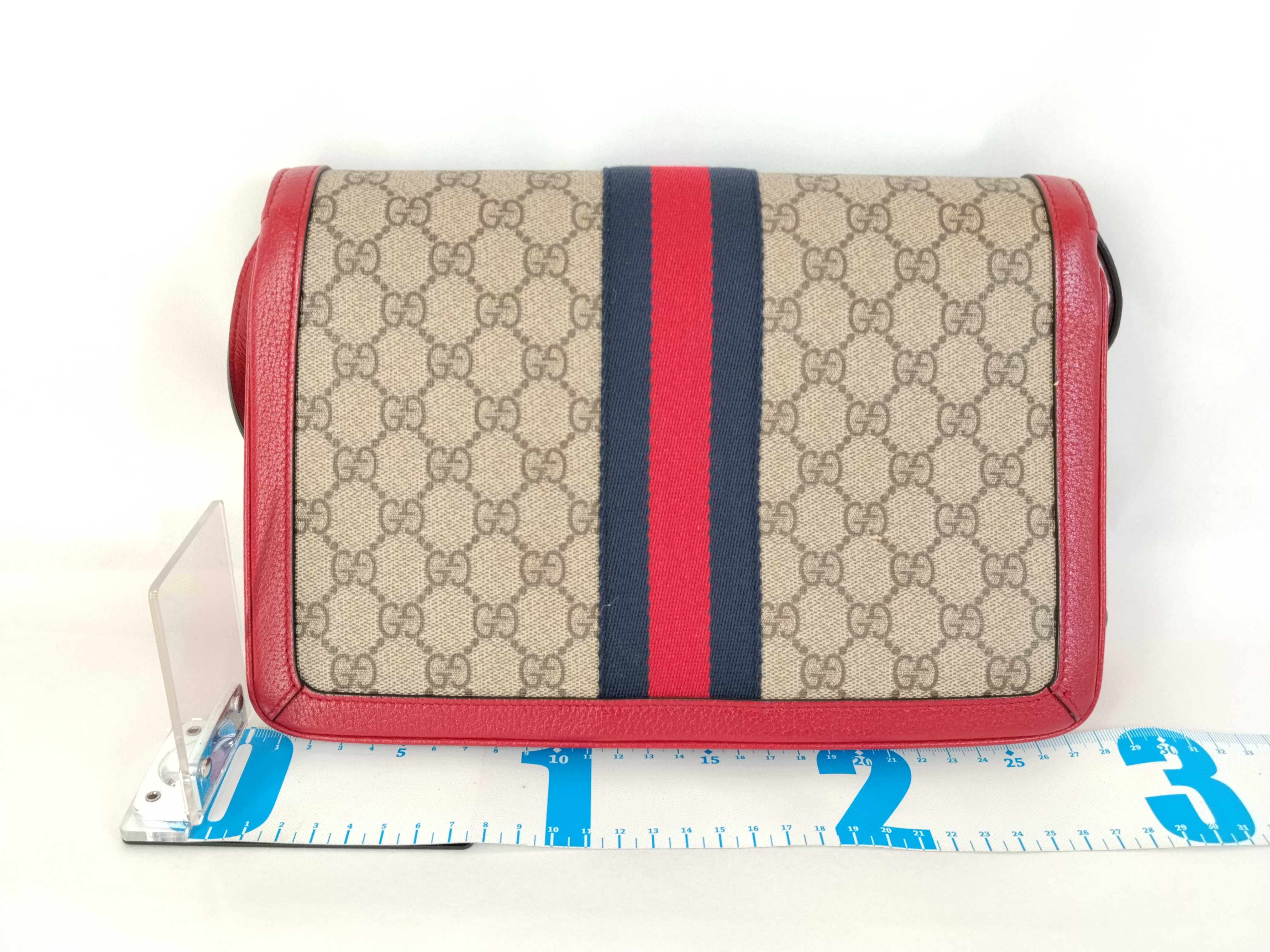 GG Supreme ID-GG Supreme Queen Margaret PVC & leather Shoulder bag Beige x red 5243 Shoulder bag — view 2