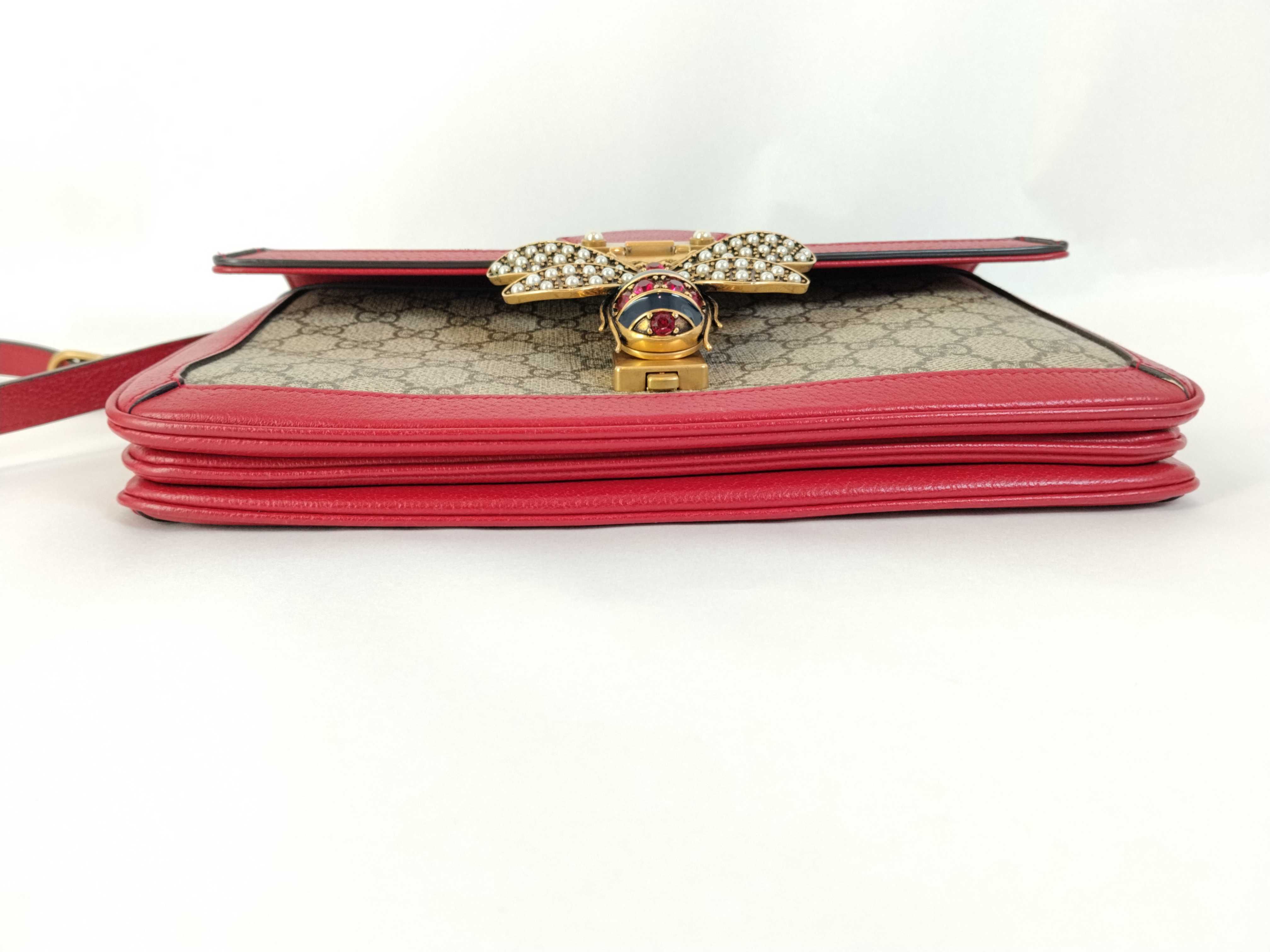 GG Supreme ID-GG Supreme Queen Margaret PVC & leather Shoulder bag Beige x red 5243 Shoulder bag — view 7