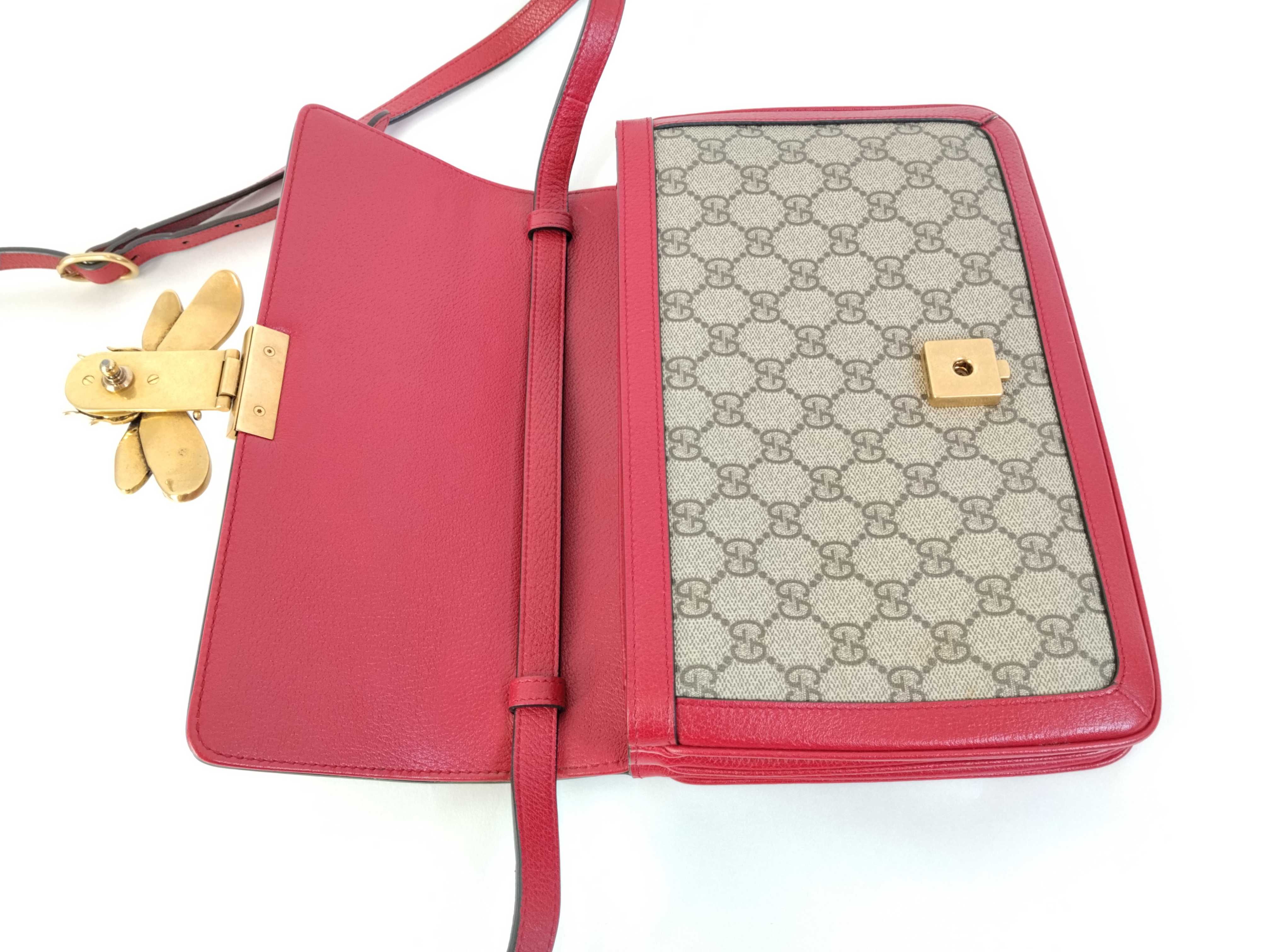 GG Supreme ID-GG Supreme Queen Margaret PVC & leather Shoulder bag Beige x red 5243 Shoulder bag — view 8