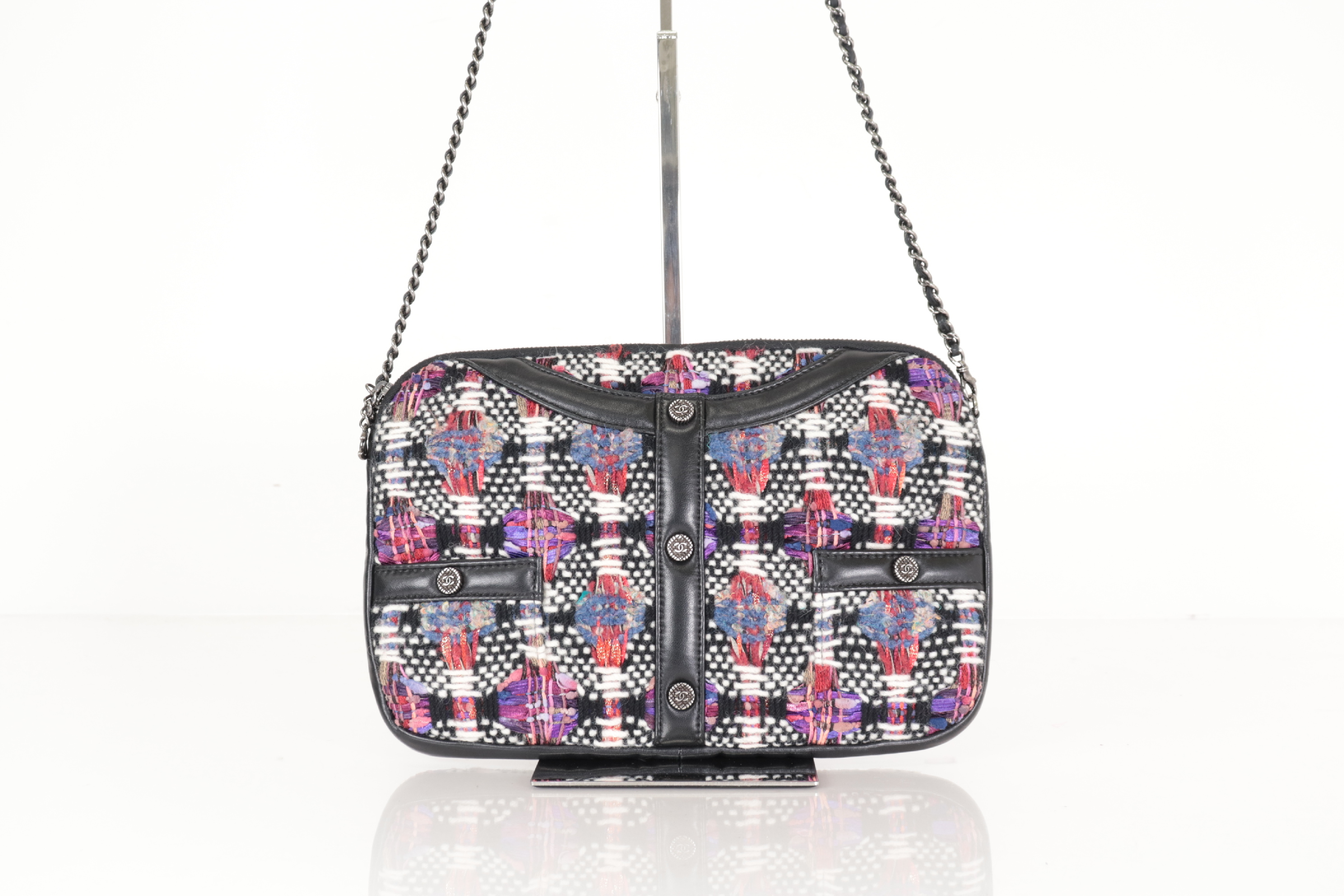 Girl Chanel Tweed Chain Shoulder Bag with Silver Hardware, Serial Number 23 — view 2