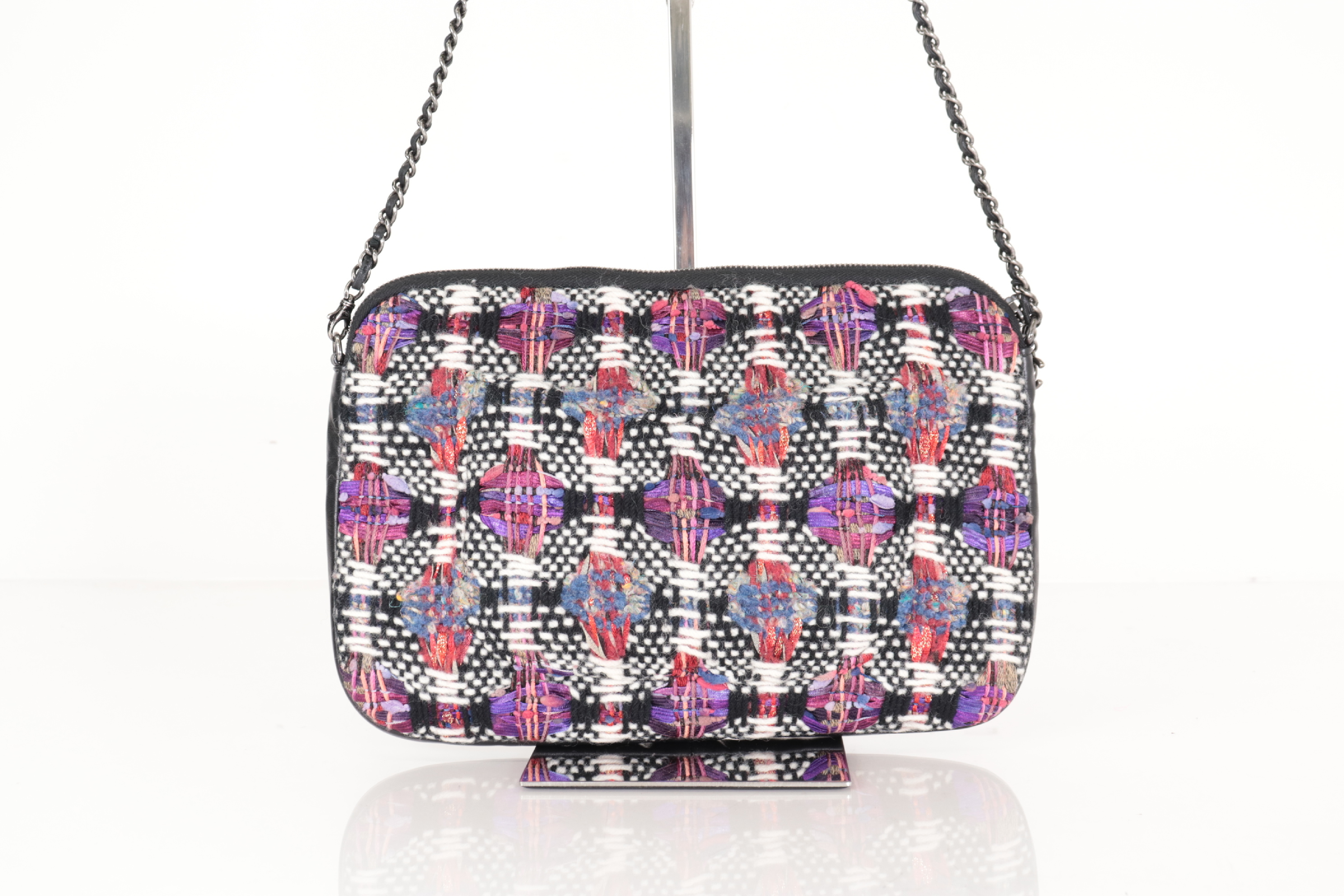 Girl Chanel Tweed Chain Shoulder Bag with Silver Hardware, Serial Number 23 — view 3