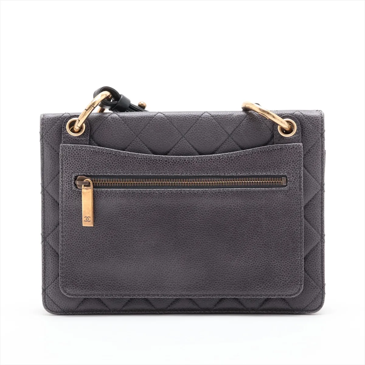 Matelassé Caviar Skin 2-Way Handbag, Navy with Gold Hardware, Item Number 18888031 (Serial Number 18) — view 2