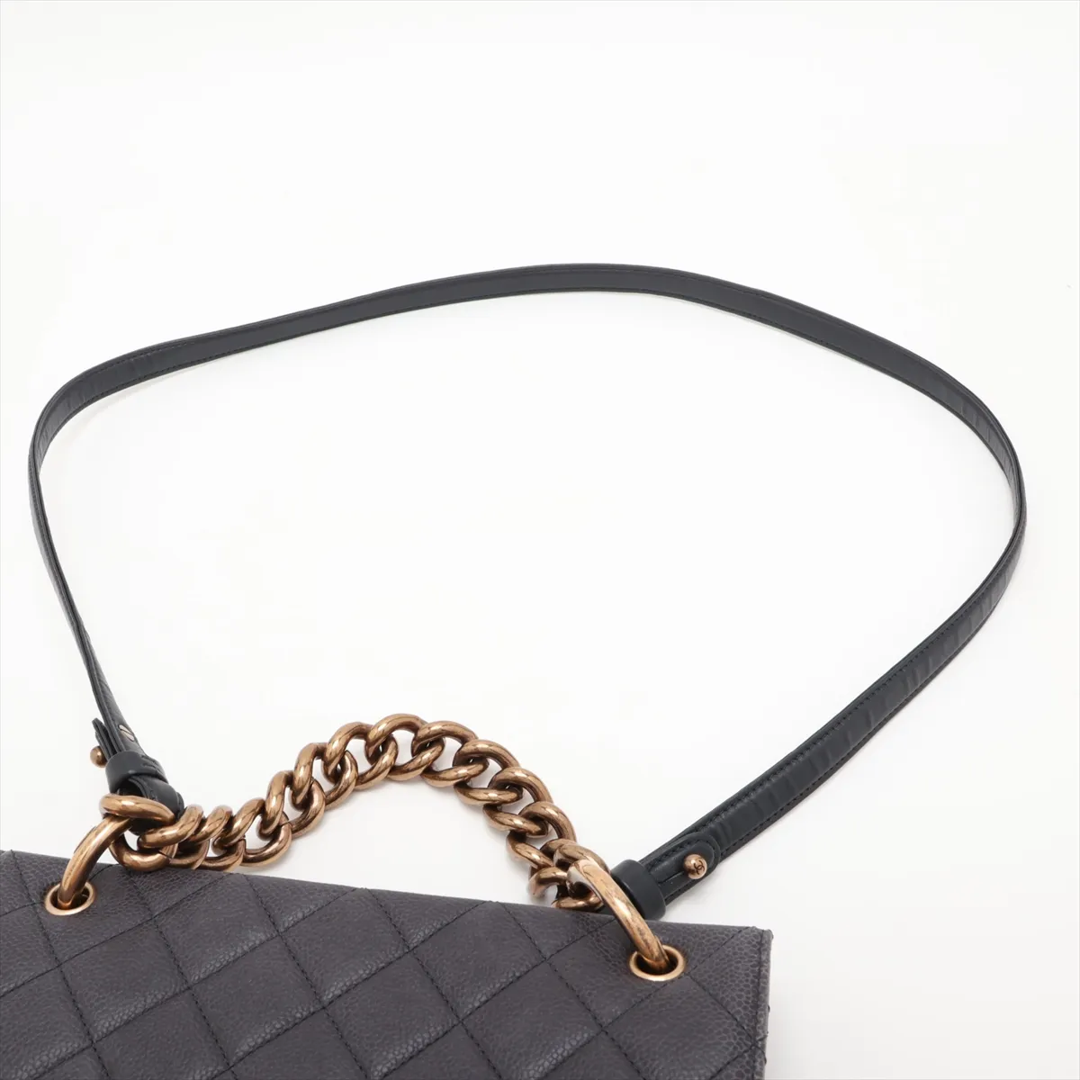Matelassé Caviar Skin 2-Way Handbag, Navy with Gold Hardware, Item Number 18888031 (Serial Number 18) — view 5