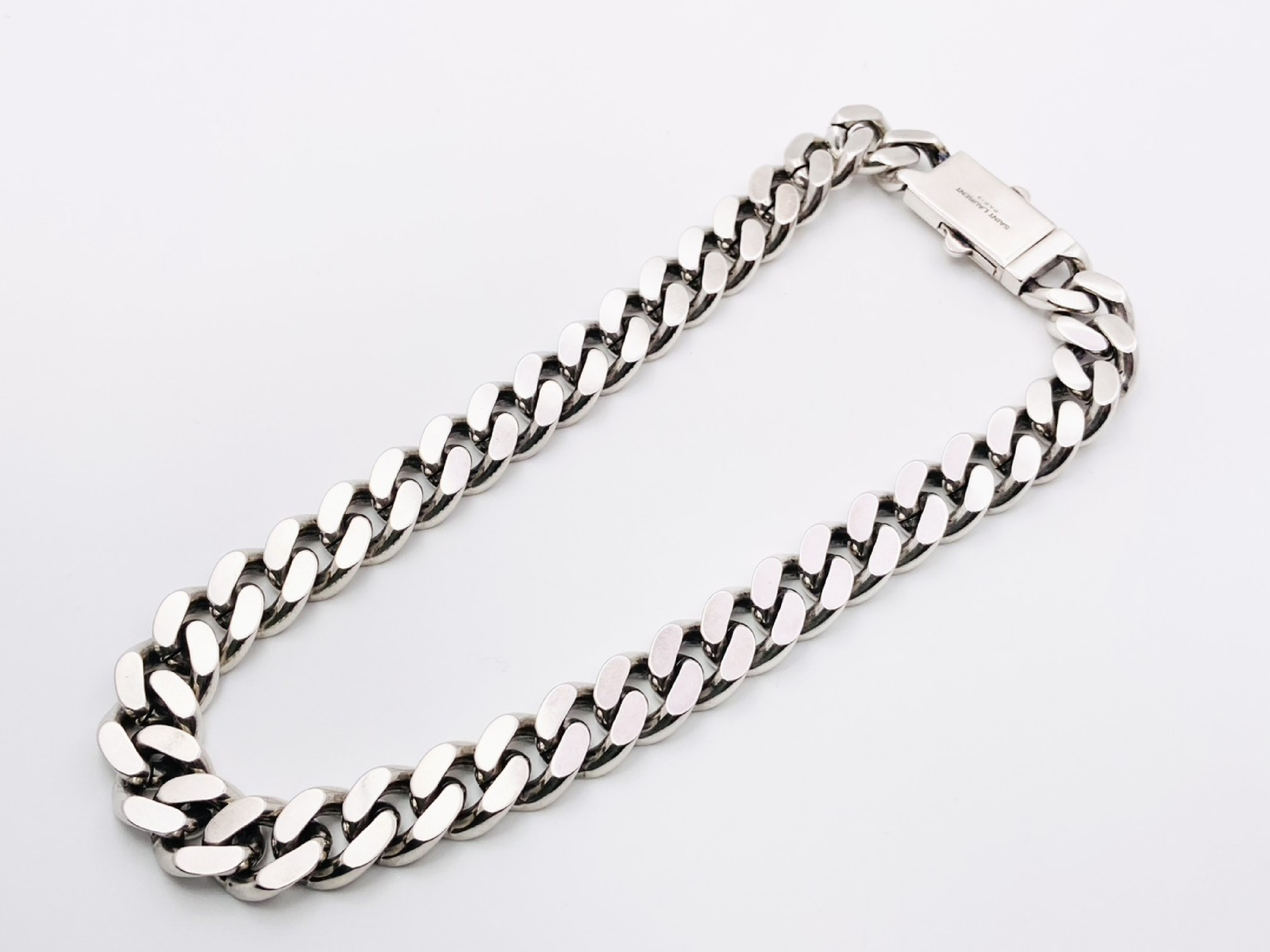 Metal Curved Link Chain Necklace, Curb Chain Metal Silver Necklace — view 2
